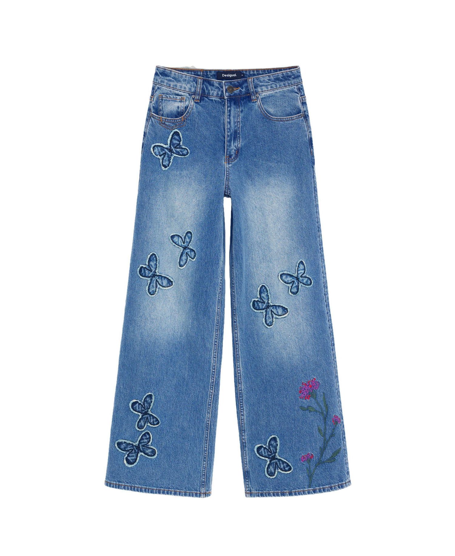 Women's Wide-leg jeans with butterflies