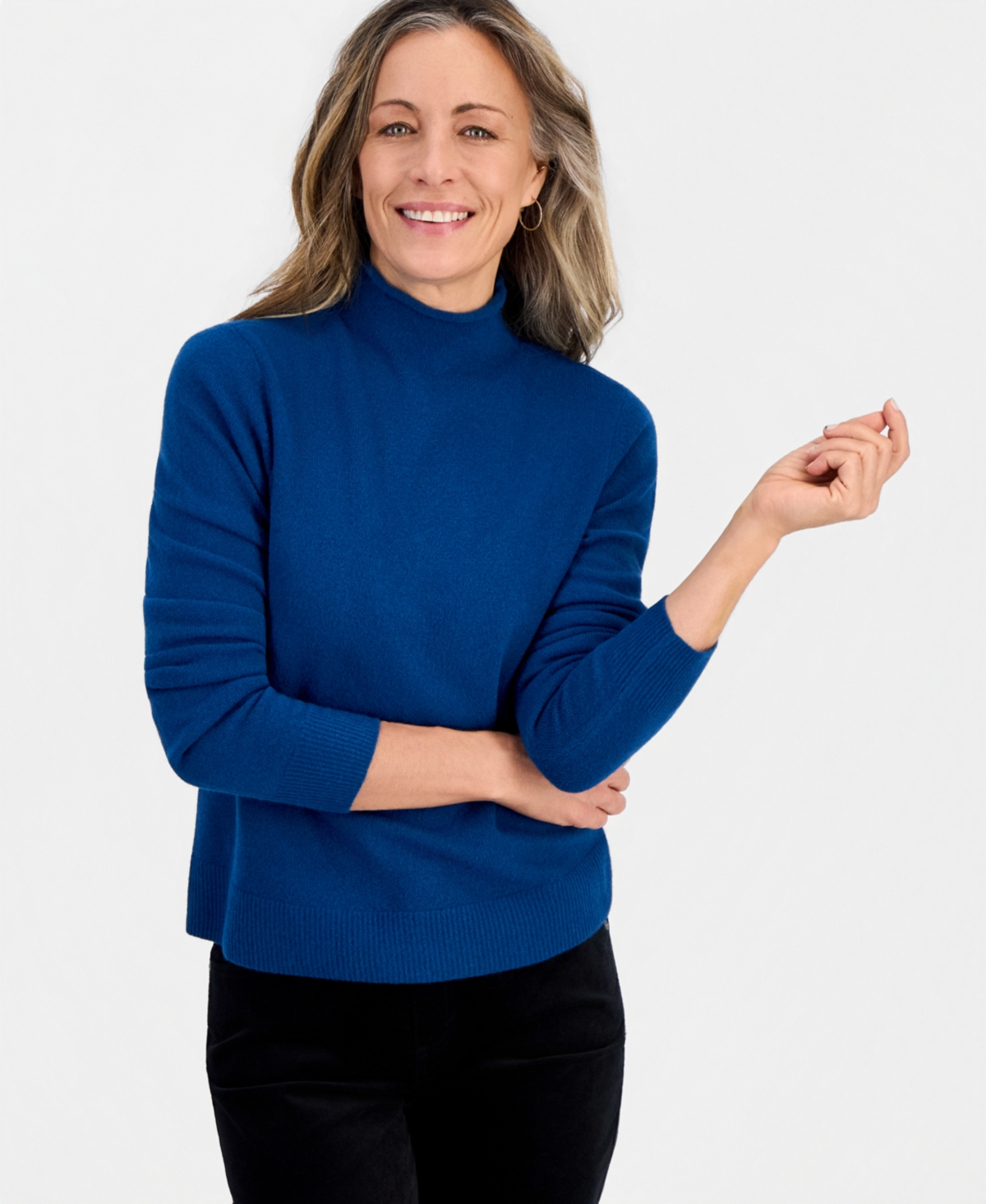 Style & Co Petite Mock Neck Sweater, Macy's Exclusive In Twilight Waters