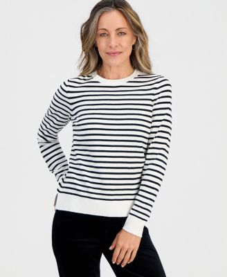 Petite Simple Stripe Crewneck Pullover Sweater