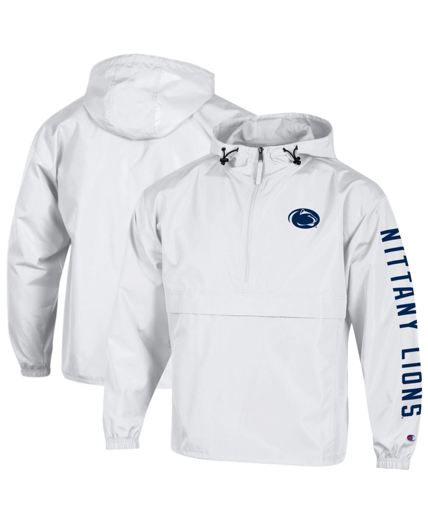 Мужская куртка Champion White Penn State Nittany Lions Cloud Packable Half-Zip Hooded — фото 1