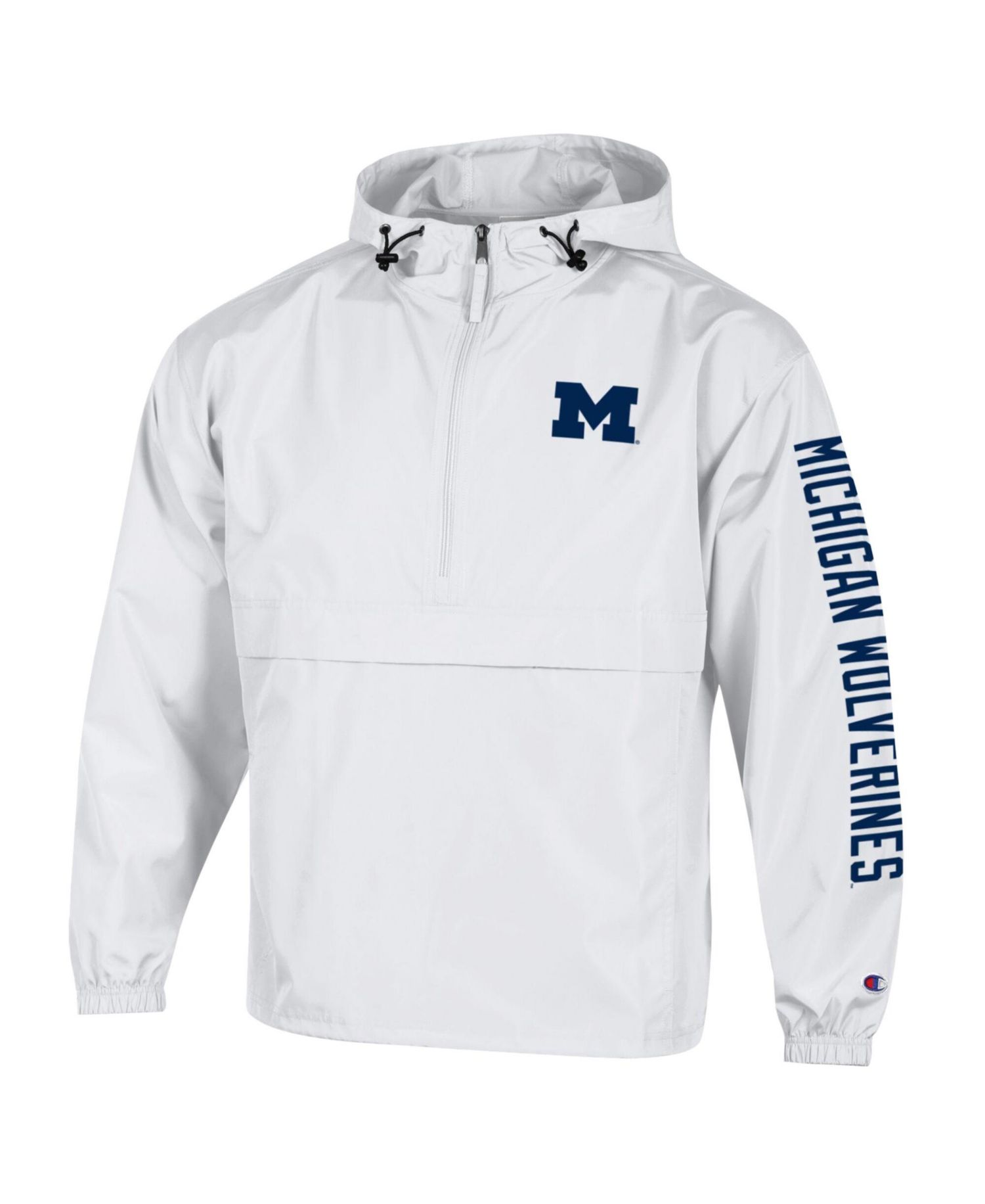Men's White Michigan Wolverines Cloud Packable Half-Zip Hooded Jacket