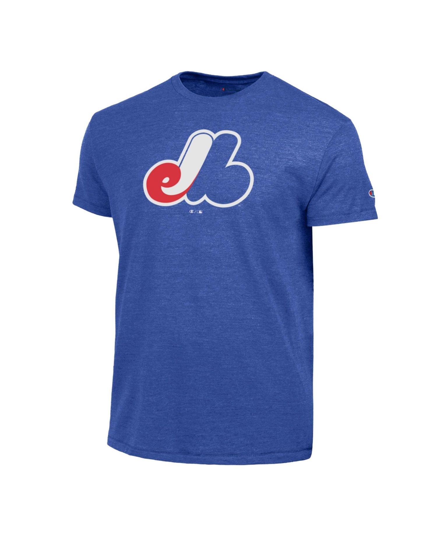 Men's Blue Montreal Expos Cooperstown Logo Tri-Blend T-Shirt