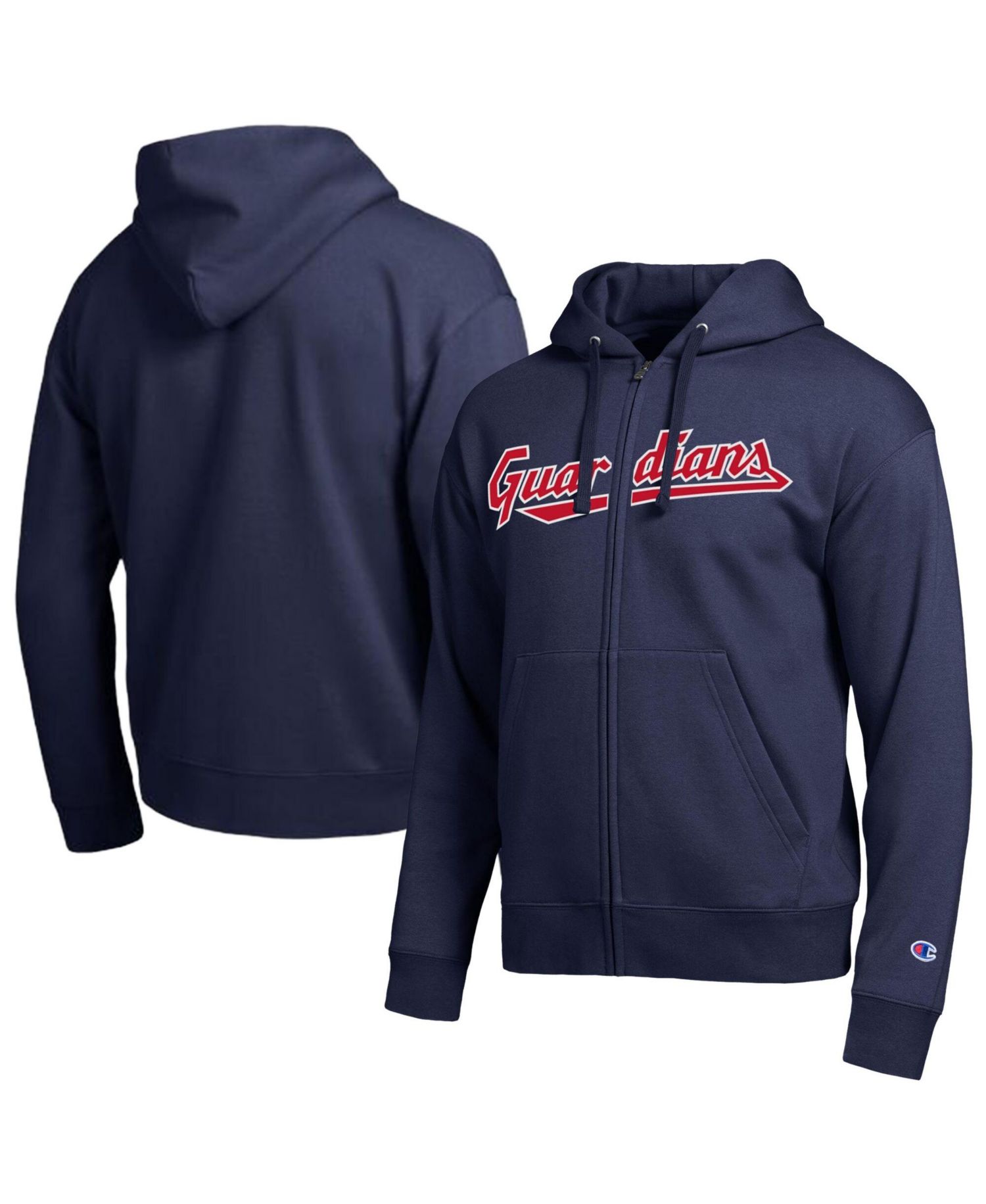 Men's Cleveland Guardians Navy All-Star Wordmark Full-Zip Hoodie