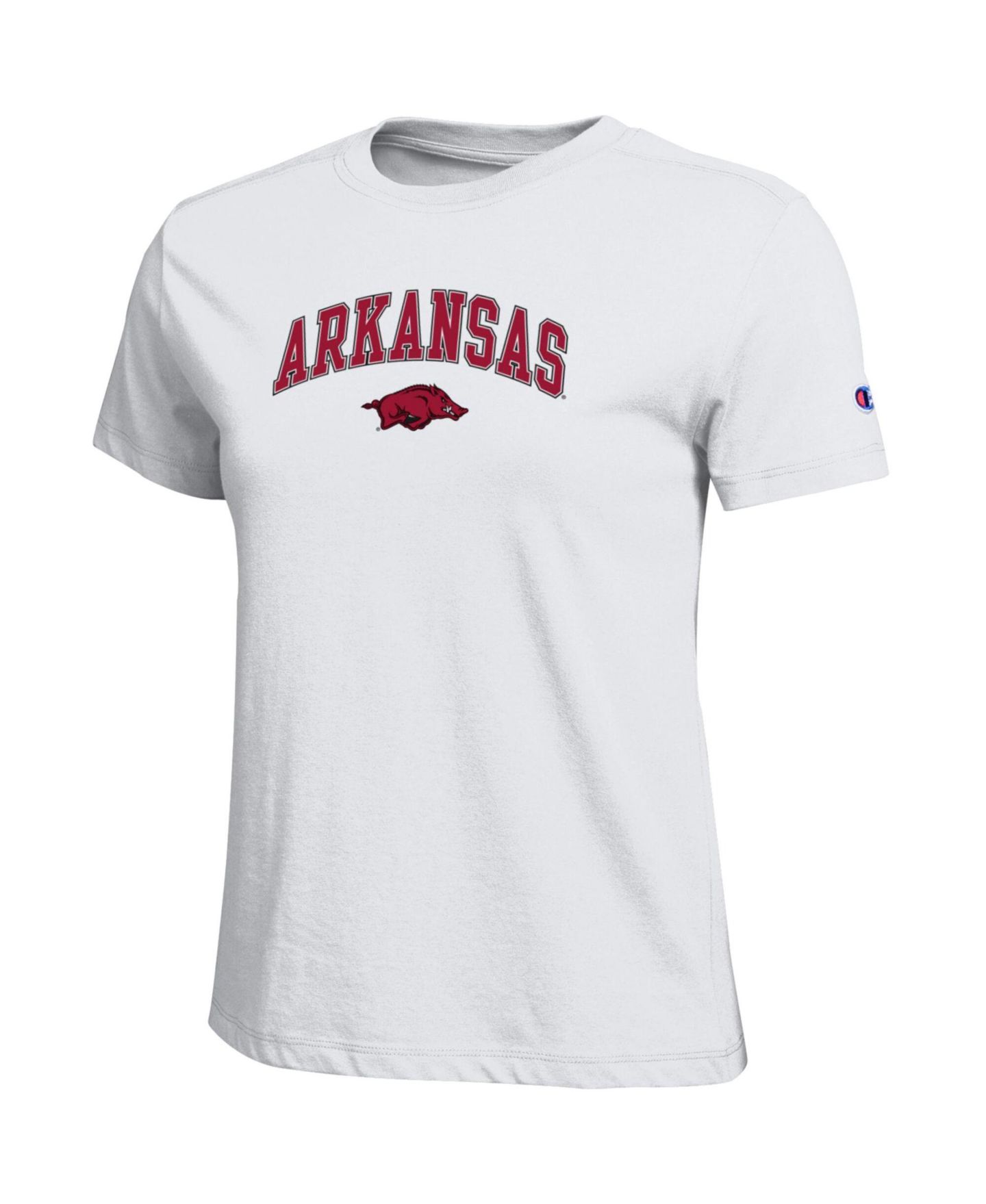 Женская футболка Champion White Arkansas Razorbacks Arched Over Logo — фото 2