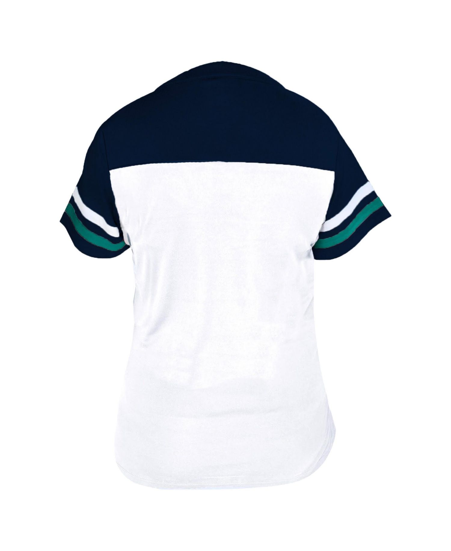 Women's Profile White/Navy Seattle Mariners Plus Size Two-Stripe V-Neck T-Shirt