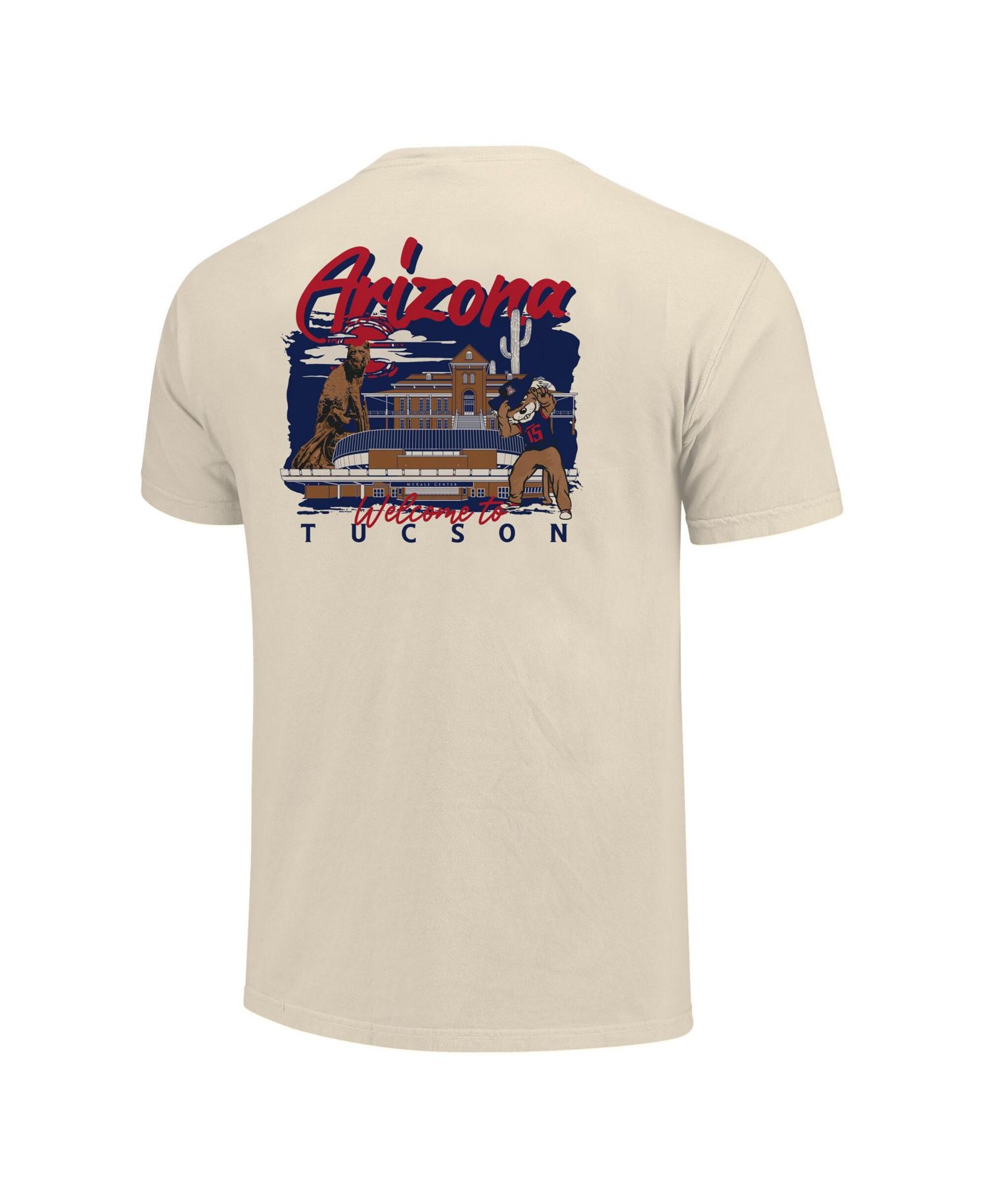 Men's Natural Arizona Wildcats Comfort Colors Hand-Drawn Campus Stack T-Shirt