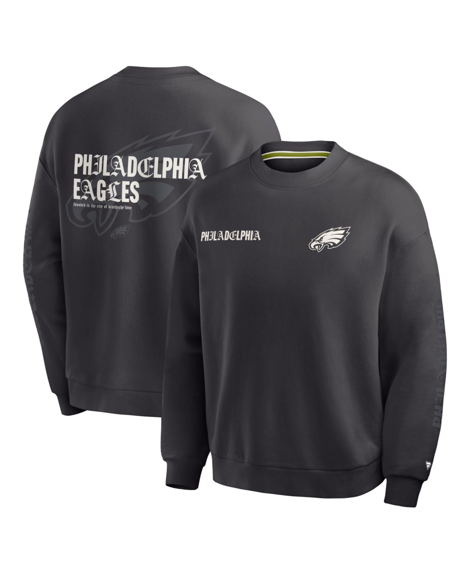 Men's Black Philadelphia Eagles Oversized Type Play Multi Sweatshirt