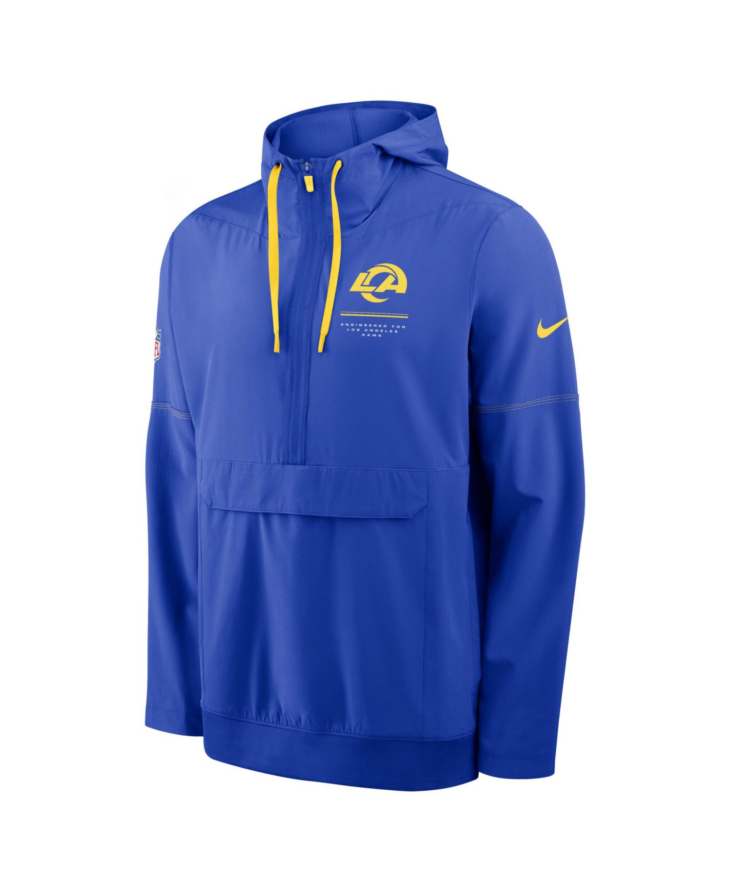Men's Royal Los Angeles Rams Sideline Anorak Half-Zip Hooded Jacket