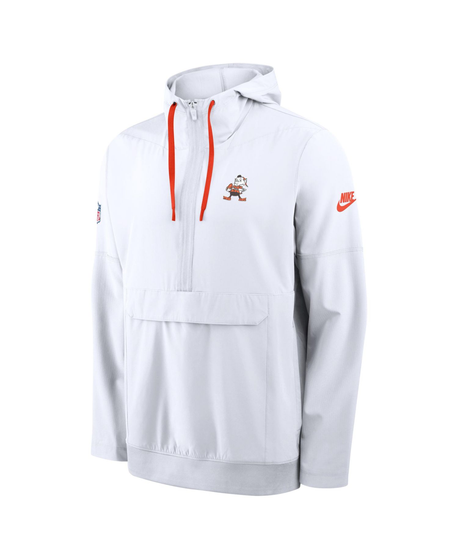Men's White Cleveland Browns Alt Anorak Half-Zip Hooded Jacket