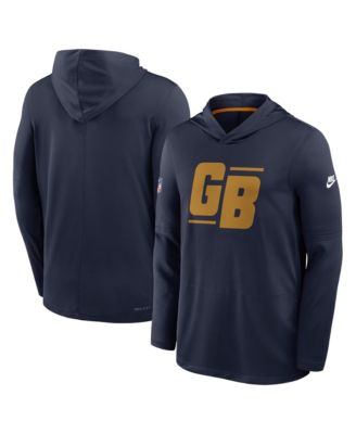 Men's Navy Green Bay Packers Big & Tall 2026 Sideline Alternate Dri-FIT Hooded Long Sleeve T-Shirt