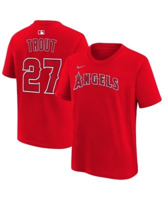 Big Boys and Girls Mike Trout Red Los Angeles Angels Name & Number T-Shirt