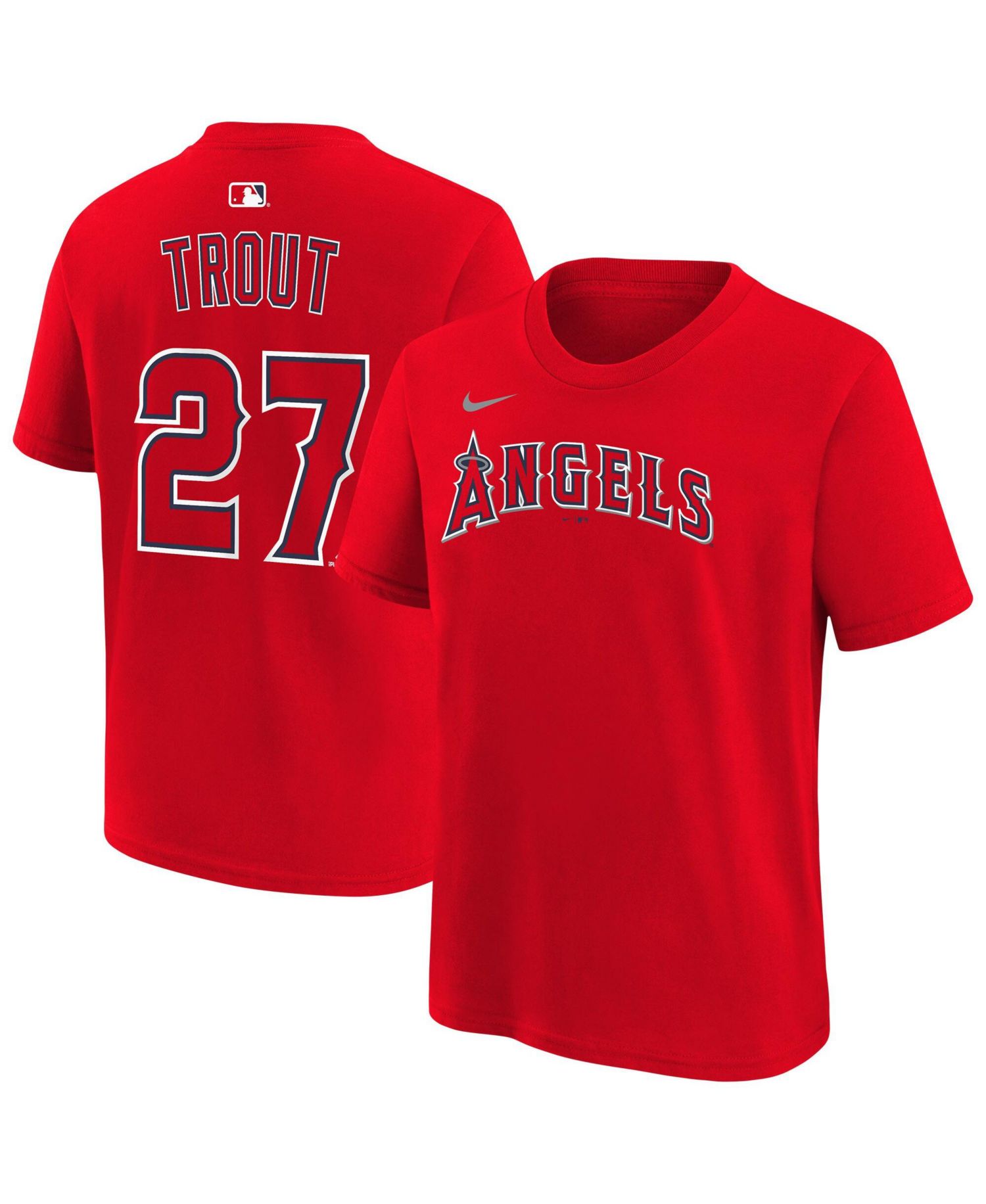 Big Boys and Girls Mike Trout Red Los Angeles Angels Name & Number T-Shirt