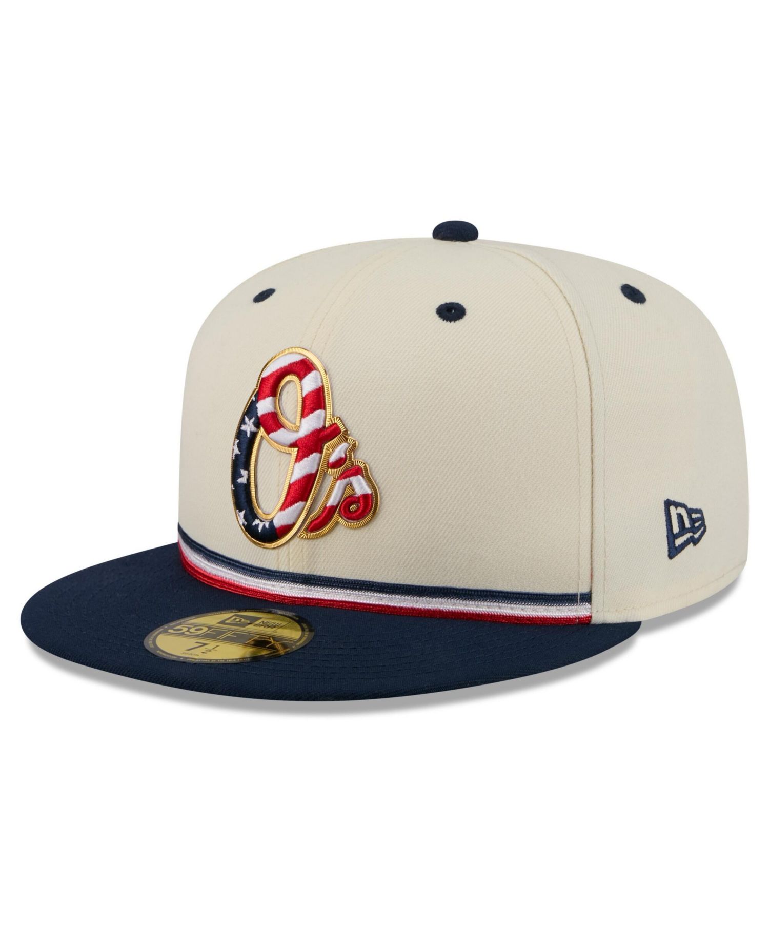 Men's Cream/Navy Baltimore Orioles USA 250 Fourth of July 59FIFTY Fitted Hat