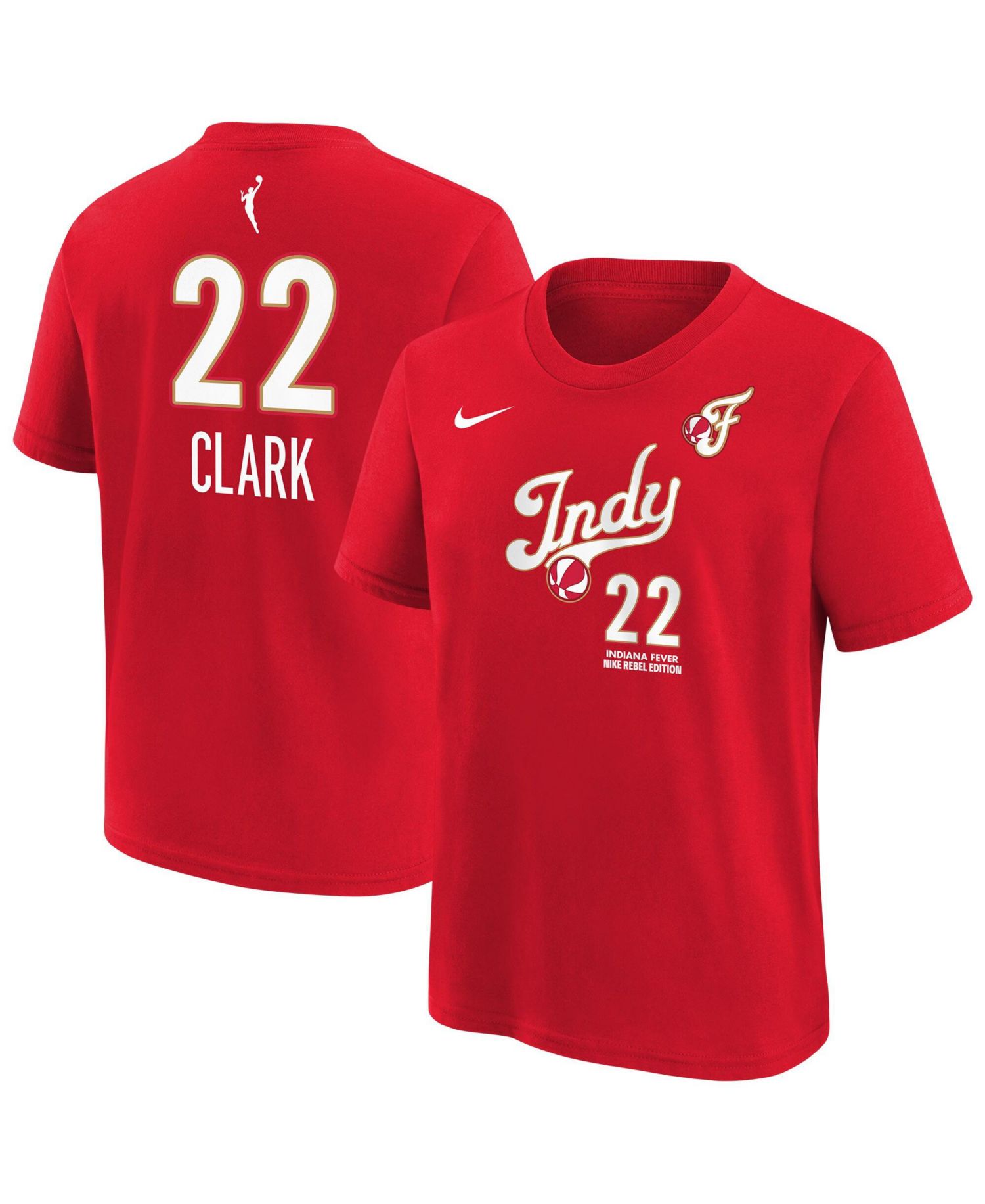 Big Boys and Girls Caitlin Clark Red Indiana Fever Rebel Edition Name & Number T-Shirt