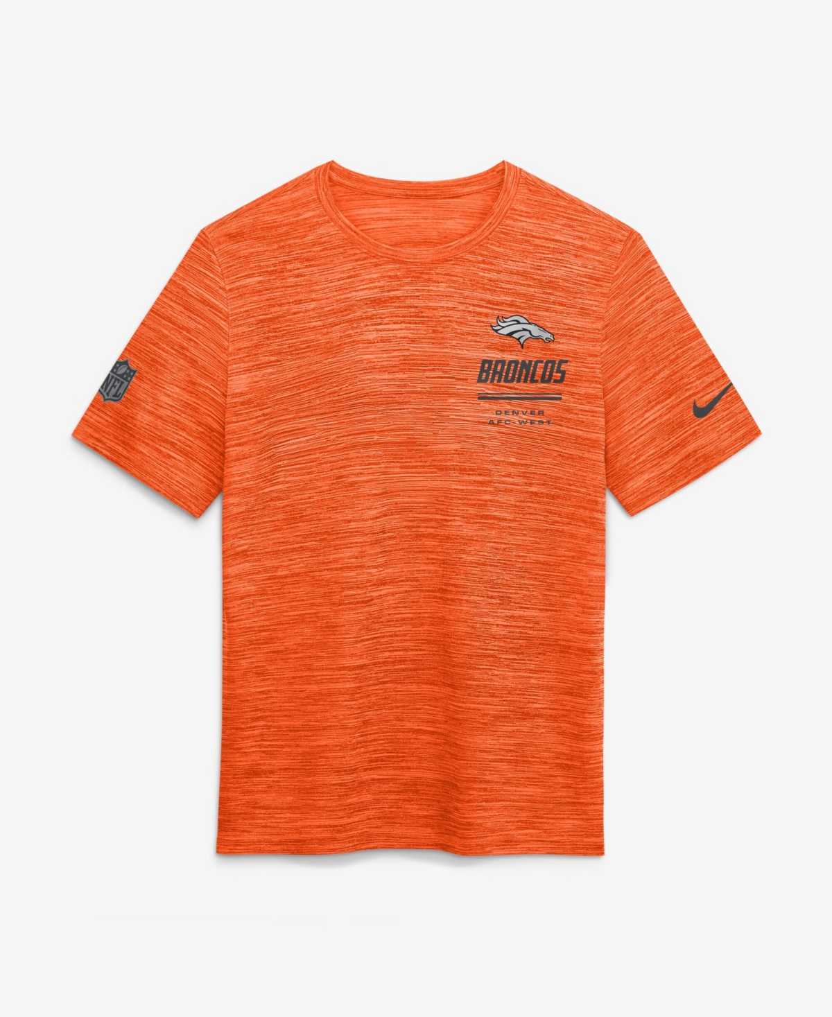 Nike Men's Orange Denver Broncos Sideline Double Covered Dri-fit Velocity T-Shirt