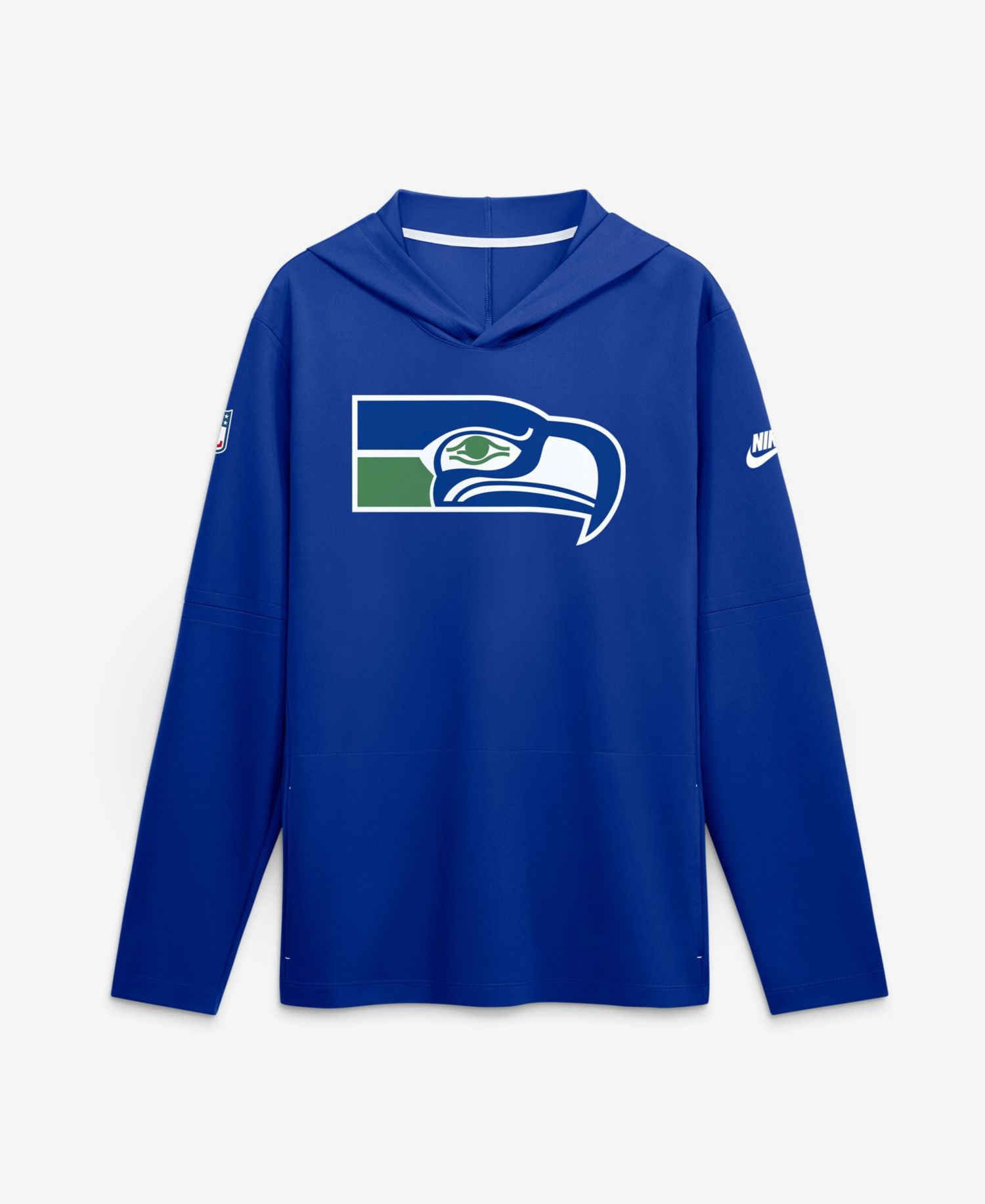 Men's Royal Seattle Seahawks Sideline Dri-FIT Long Sleeve Hooded T-Shirt