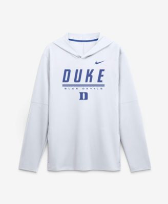 Men's White Duke Blue Devils 2026 Sideline Lightweight Long Sleeve Hooded Dri-FIT T-Shirt