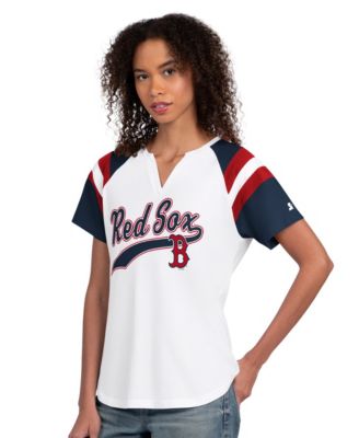 Women's White Boston Red Sox Game On Notch Neck Raglan T-Shirt