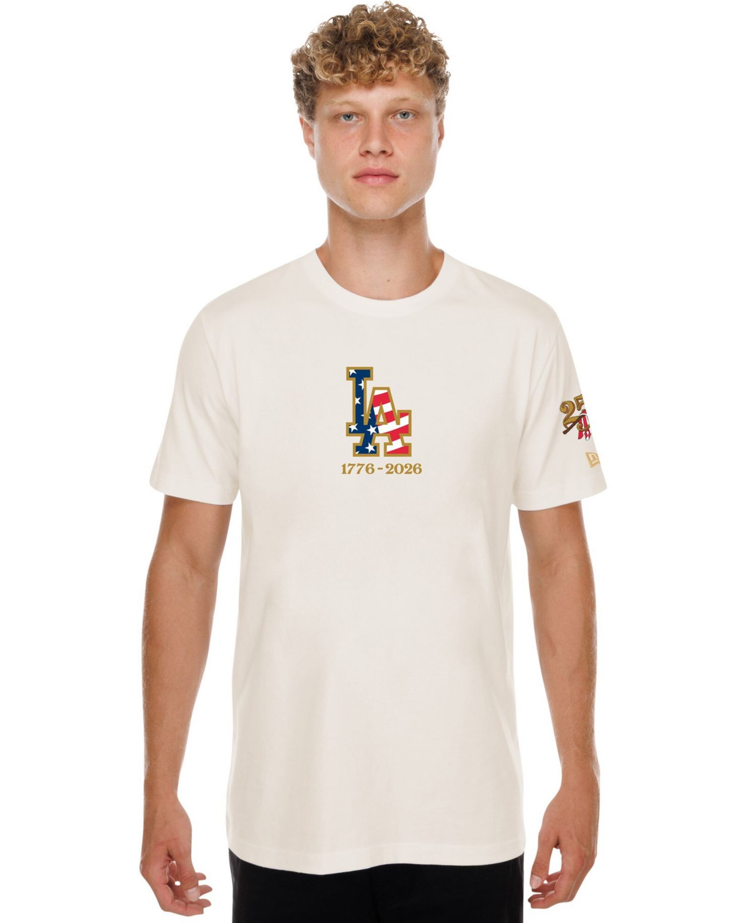 Men's Cream Los Angeles Dodgers 250th Fourth of July T-Shirt