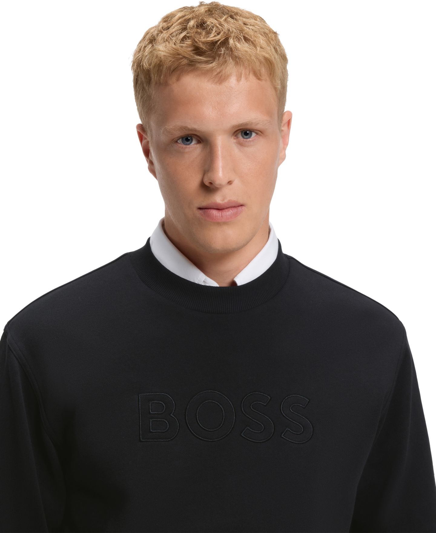 Мужской свитшот Hugo Boss BOSS by Cotton-Terry Relaxed-Fit, цвет: Чёрный — фото 5