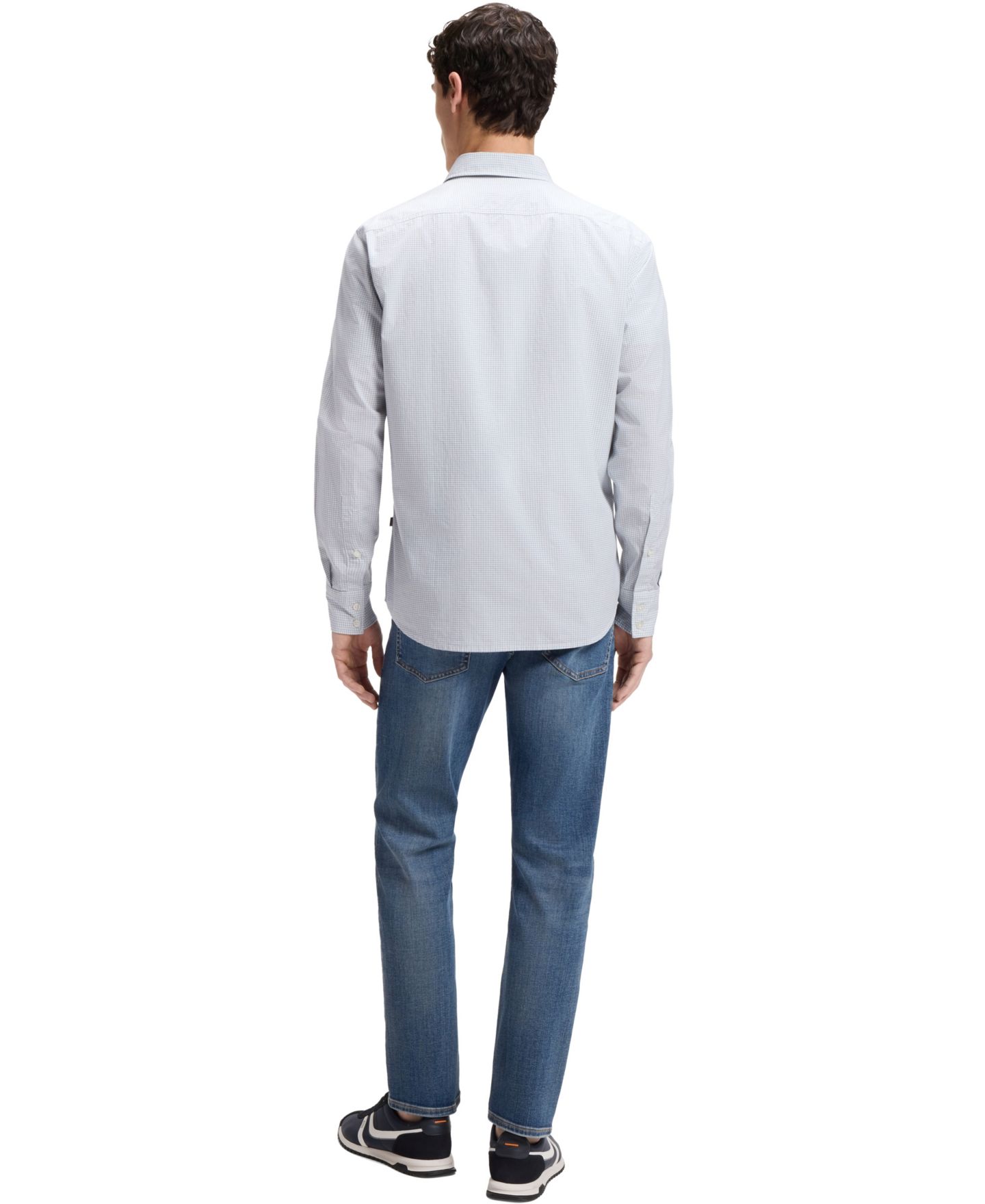 Мужская рубашка Hugo Boss Stretch-Cotton Dobby Regular-Fit Dress Shirt, цвет: Тёмный синий — фото 7