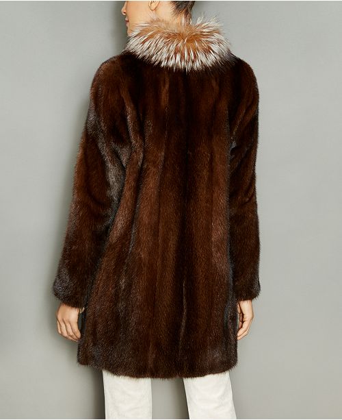 The Fur Vault Fox-Fur-Trim Mink Fur Coat & Reviews - The Fur Vault ...