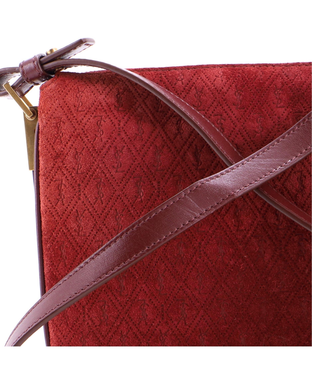 Pre-Owned Saint Laurent Small Zip Crossbody Bag Monogram All Over Suede