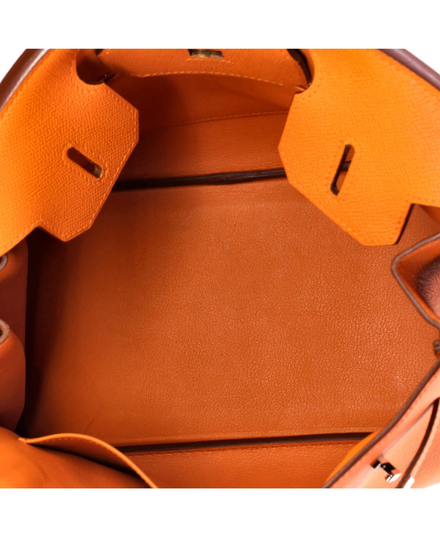 Birkin 30 Handbag Orange Epsom with Palladium Hardware