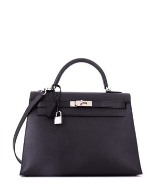 Kelly 32 Handbag Black Epsom with Palladium Hardware