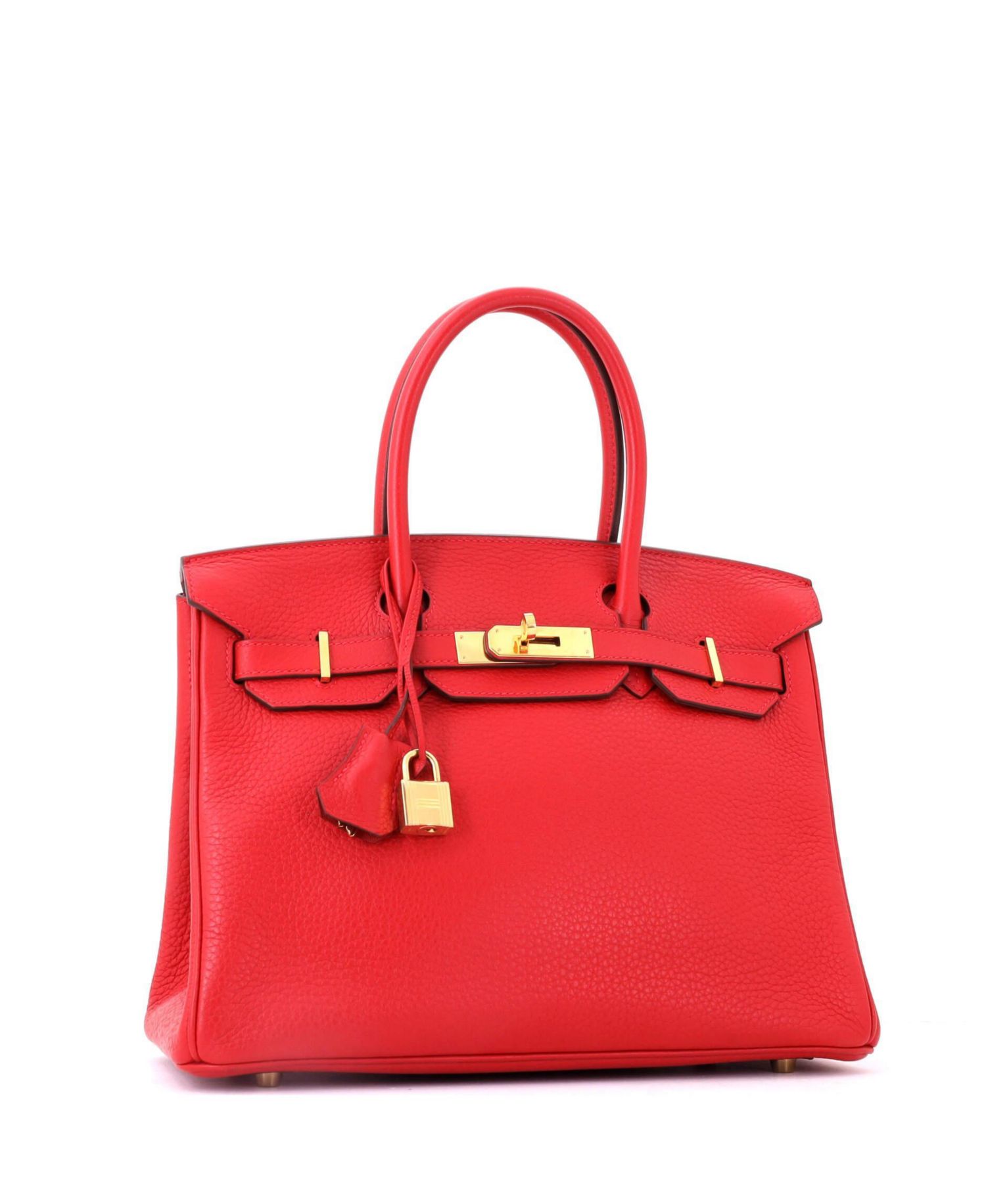 Birkin 30 Handbag Red Clemence with Gold Hardware