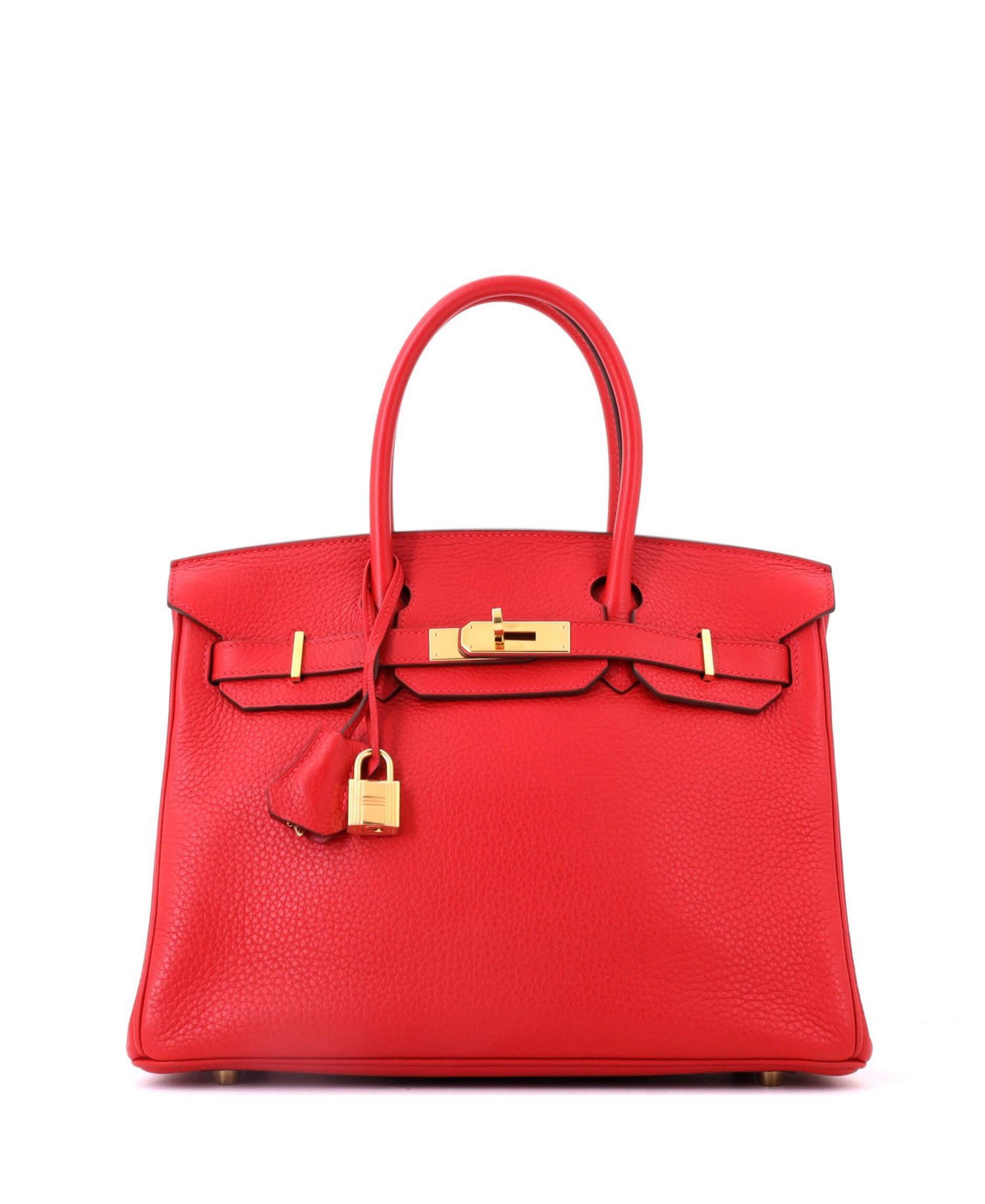 Birkin 30 Handbag Red Clemence with Gold Hardware