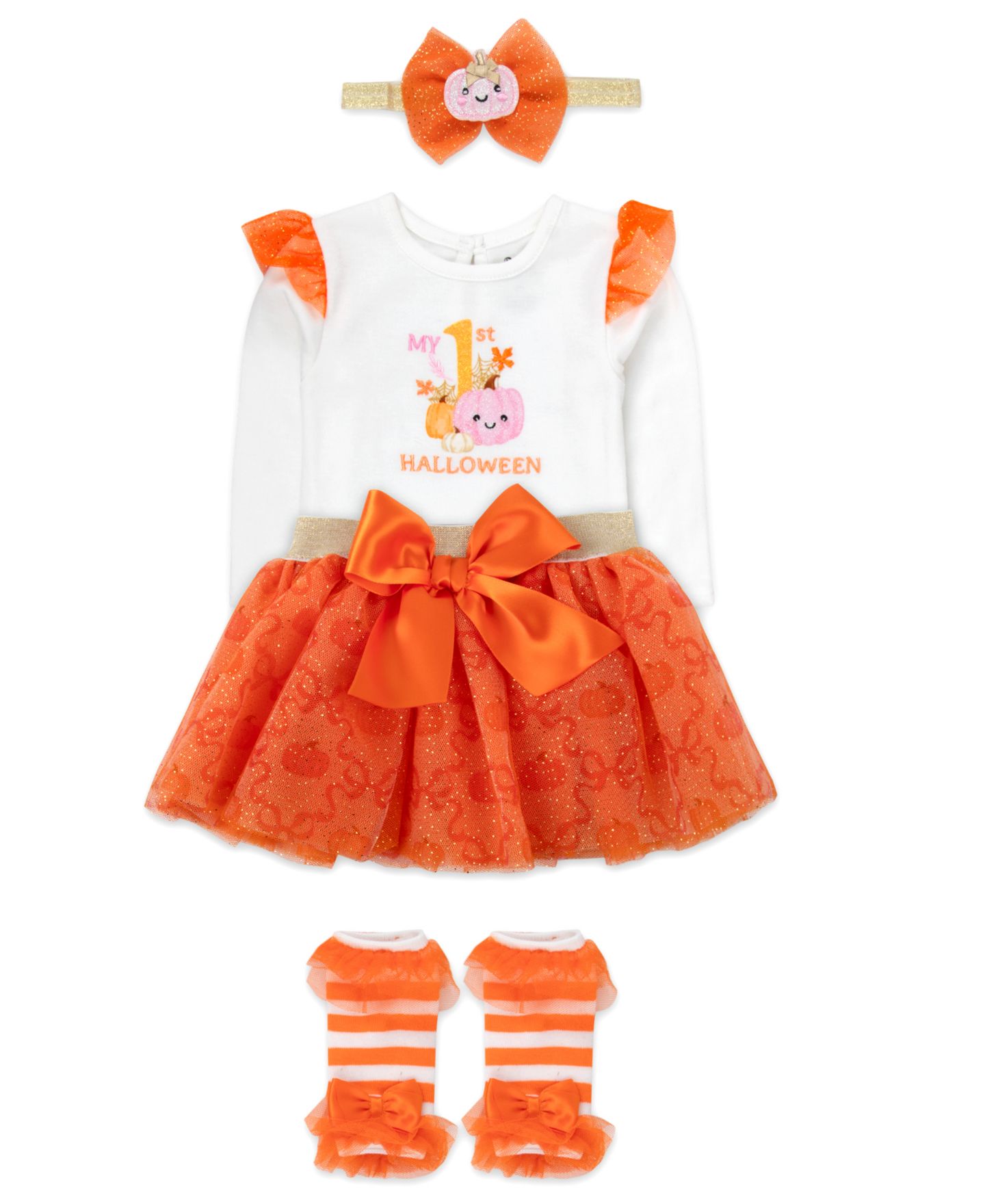 Комплекты Baby Essentials My 1st Halloween Bodysuit, Skirts, Leg Warmers and Headband, 4-Piece Set для девочек-малышей, цвет: Белый — фото 2