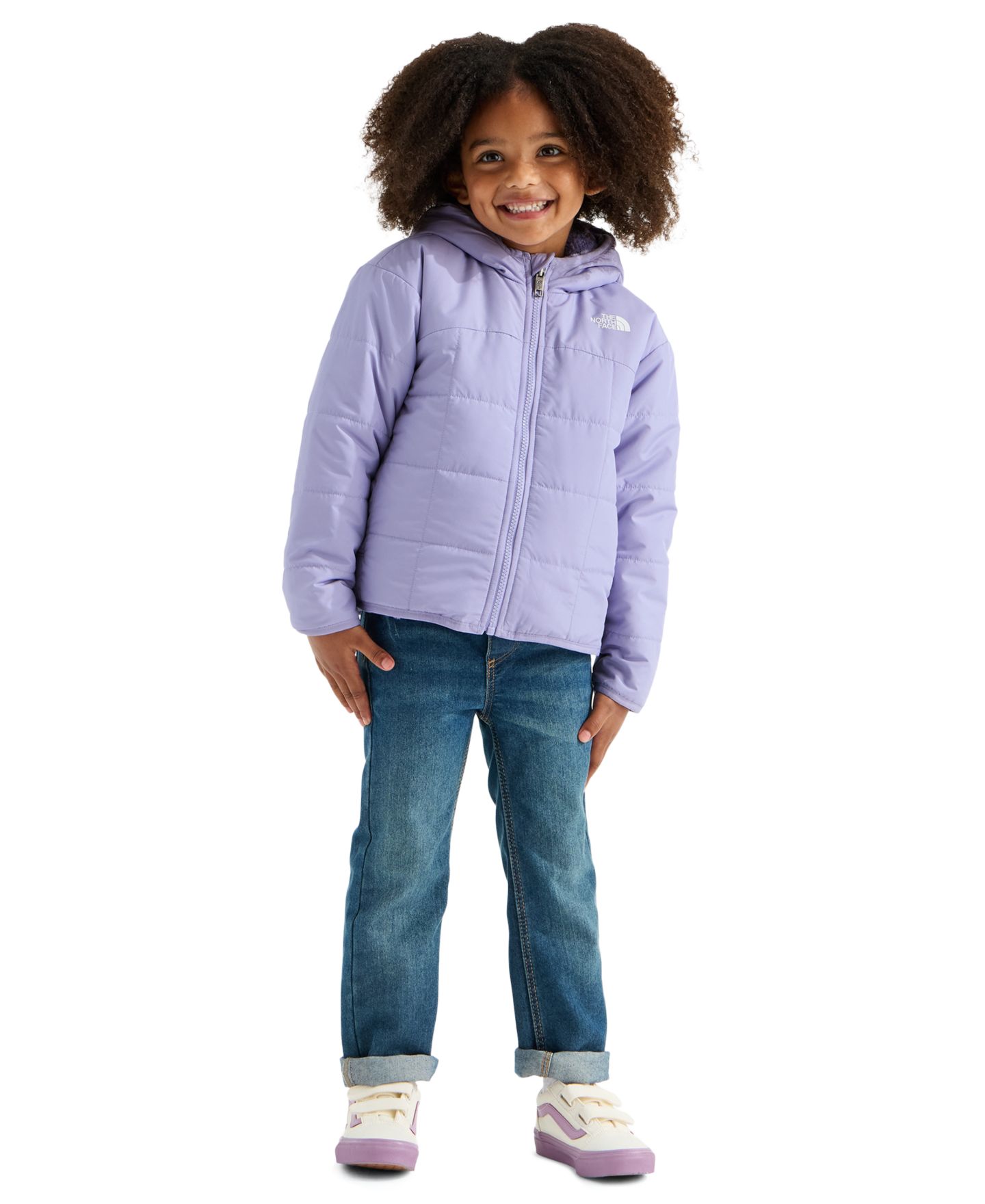 Куртка The North Face Reversible Shasta Full-Zip Hooded Jacket для девочек, цвет: Бледный сливовый — фото 3