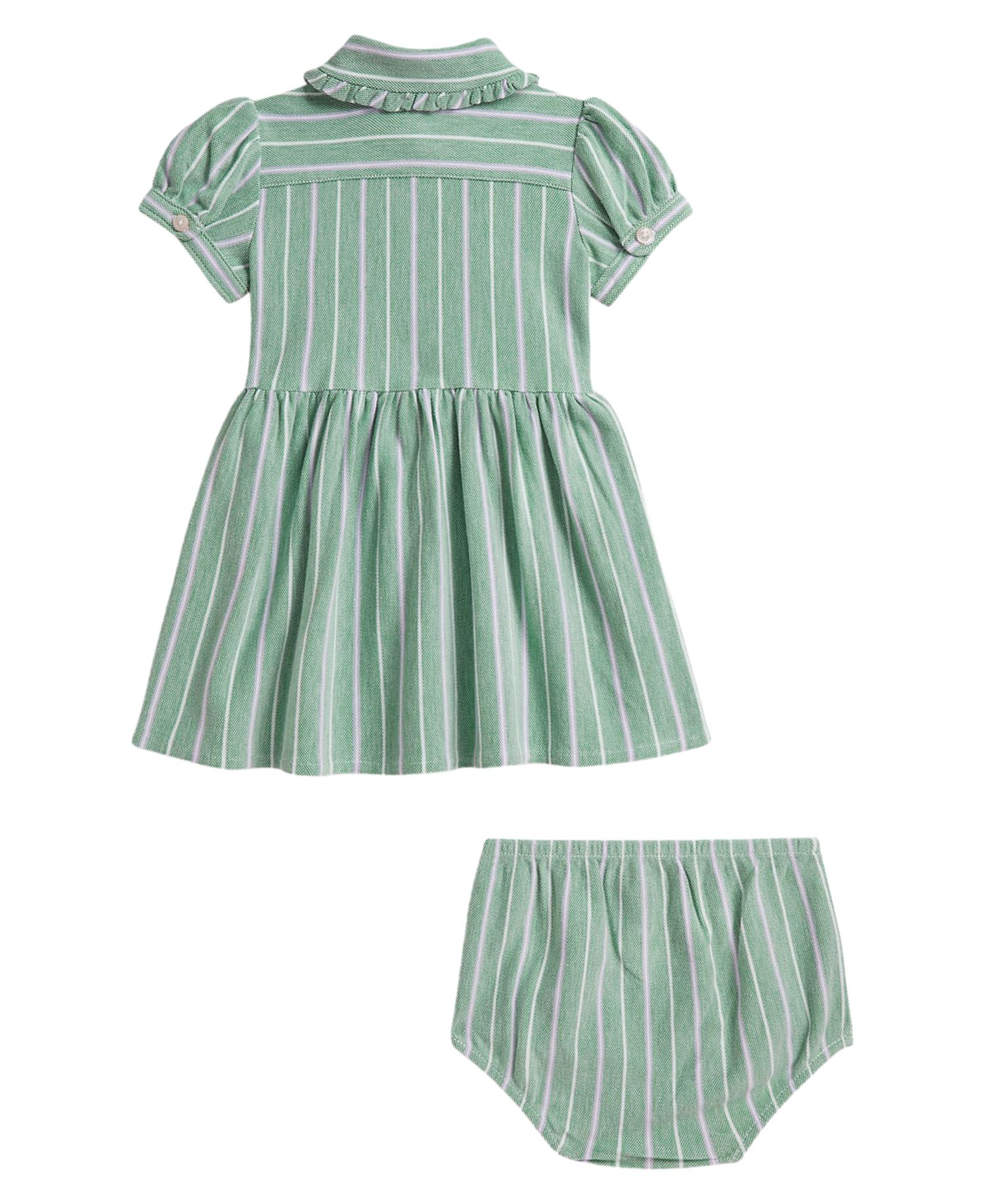 Baby Girls' Striped Knit Oxford Shirtdress with Bloomer, 2-Piece Set