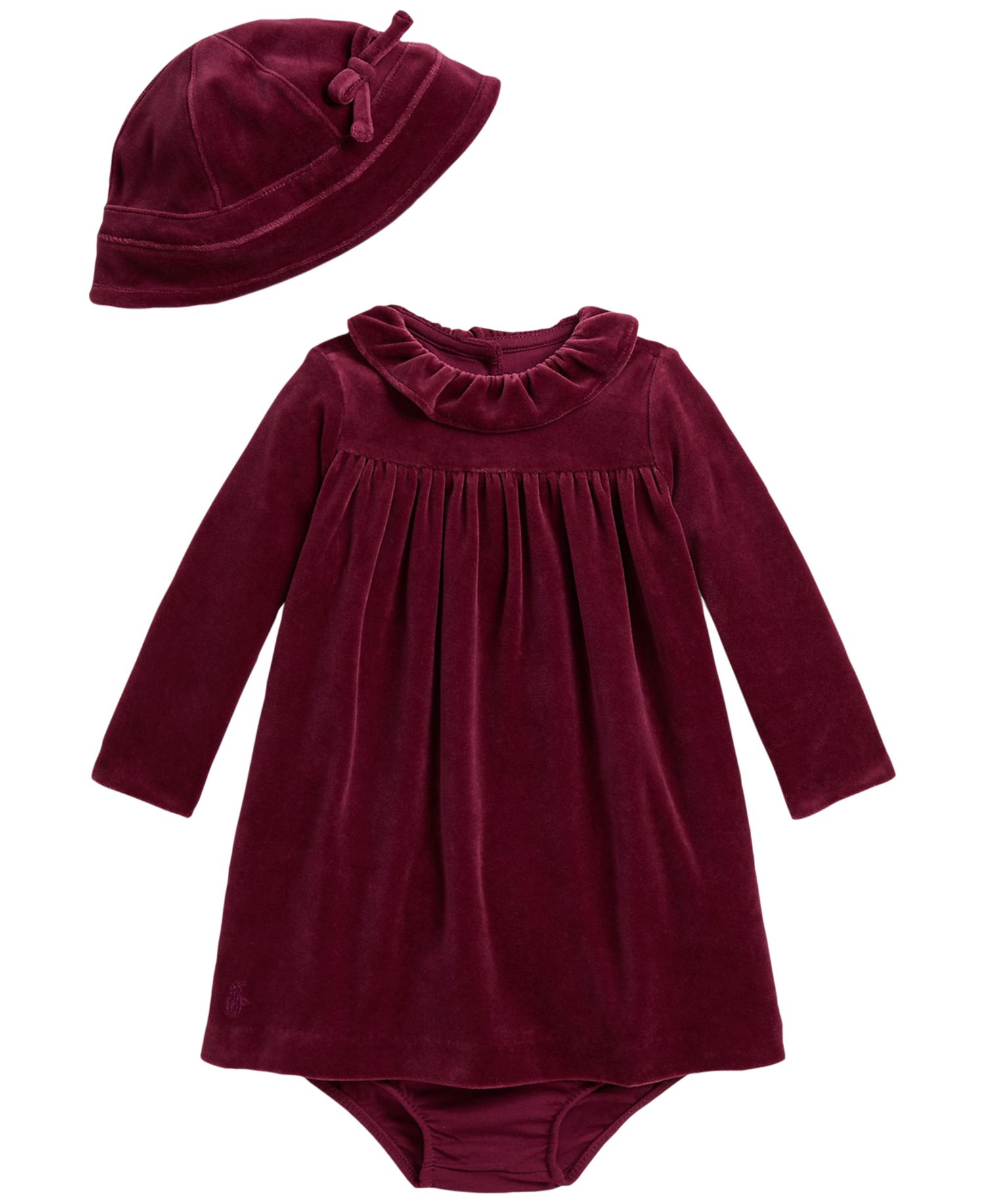 Baby Girls' Velour Dress, Bloomer and Hat, 3-Piece Set