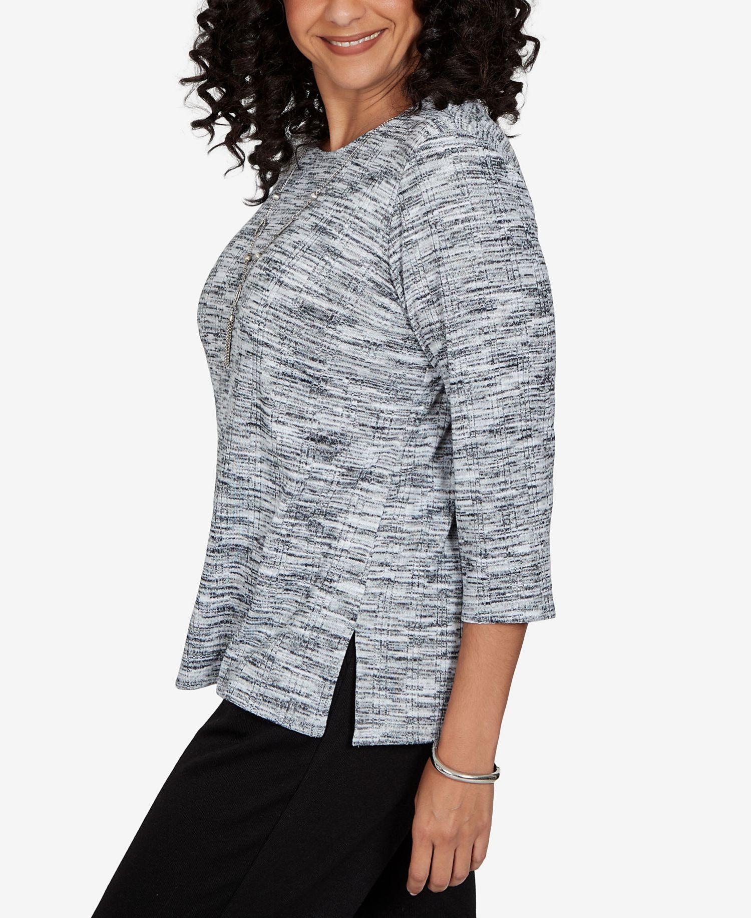 Petite Space Dye Top with Necklace