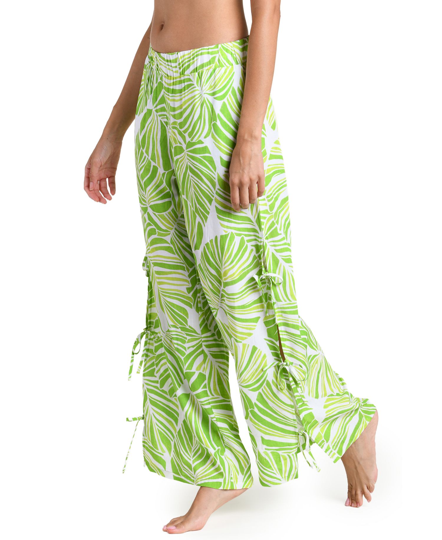 Women's Serene Palm Print Pull-On Swim Cover-Up Pants