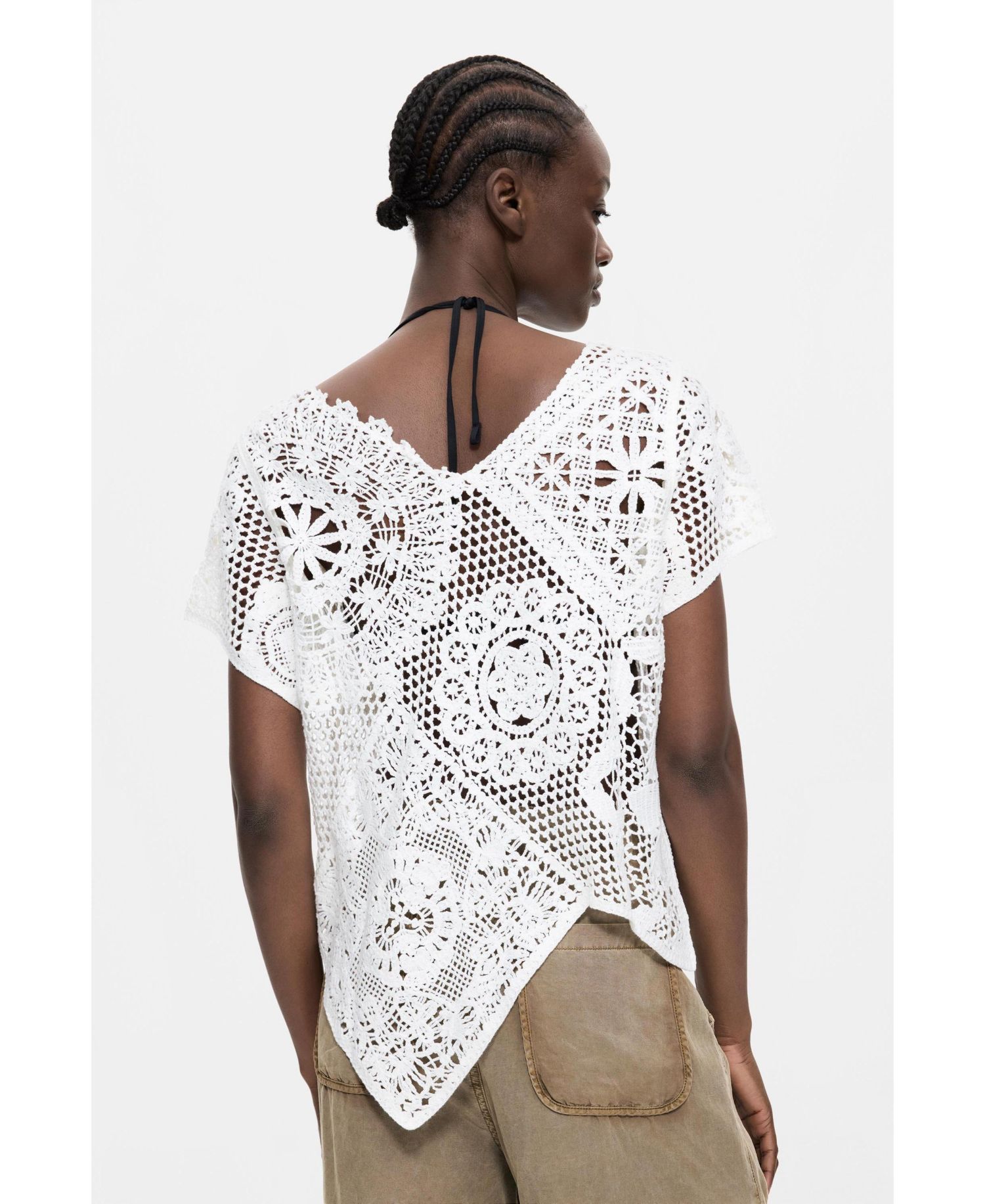 Women's Asymmetric crochet t-shirt