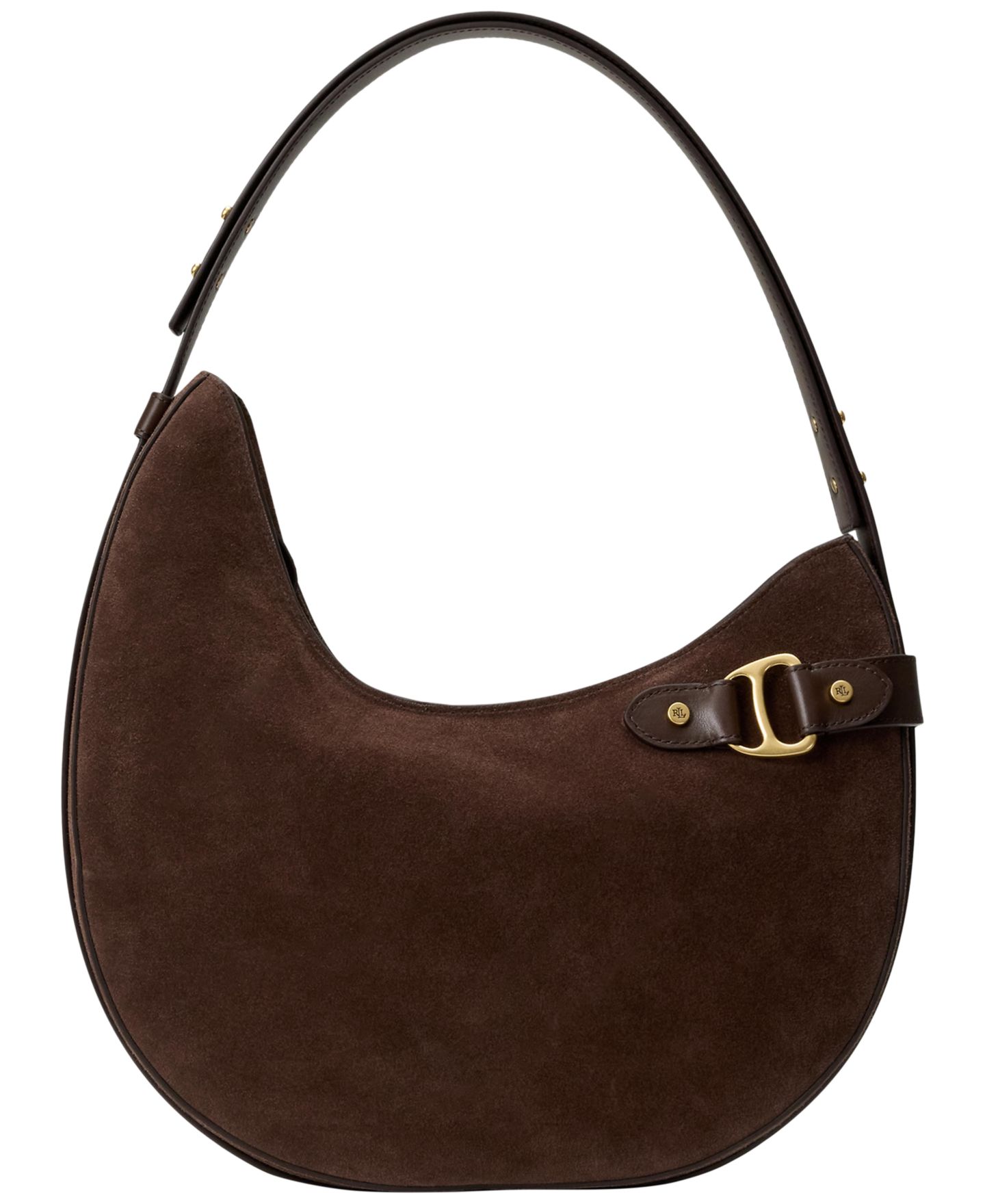 Женская сумка Lauren Ralph Lauren Tasha Large Suede Shoulder, цвет: Каштановый коричневый — фото 1