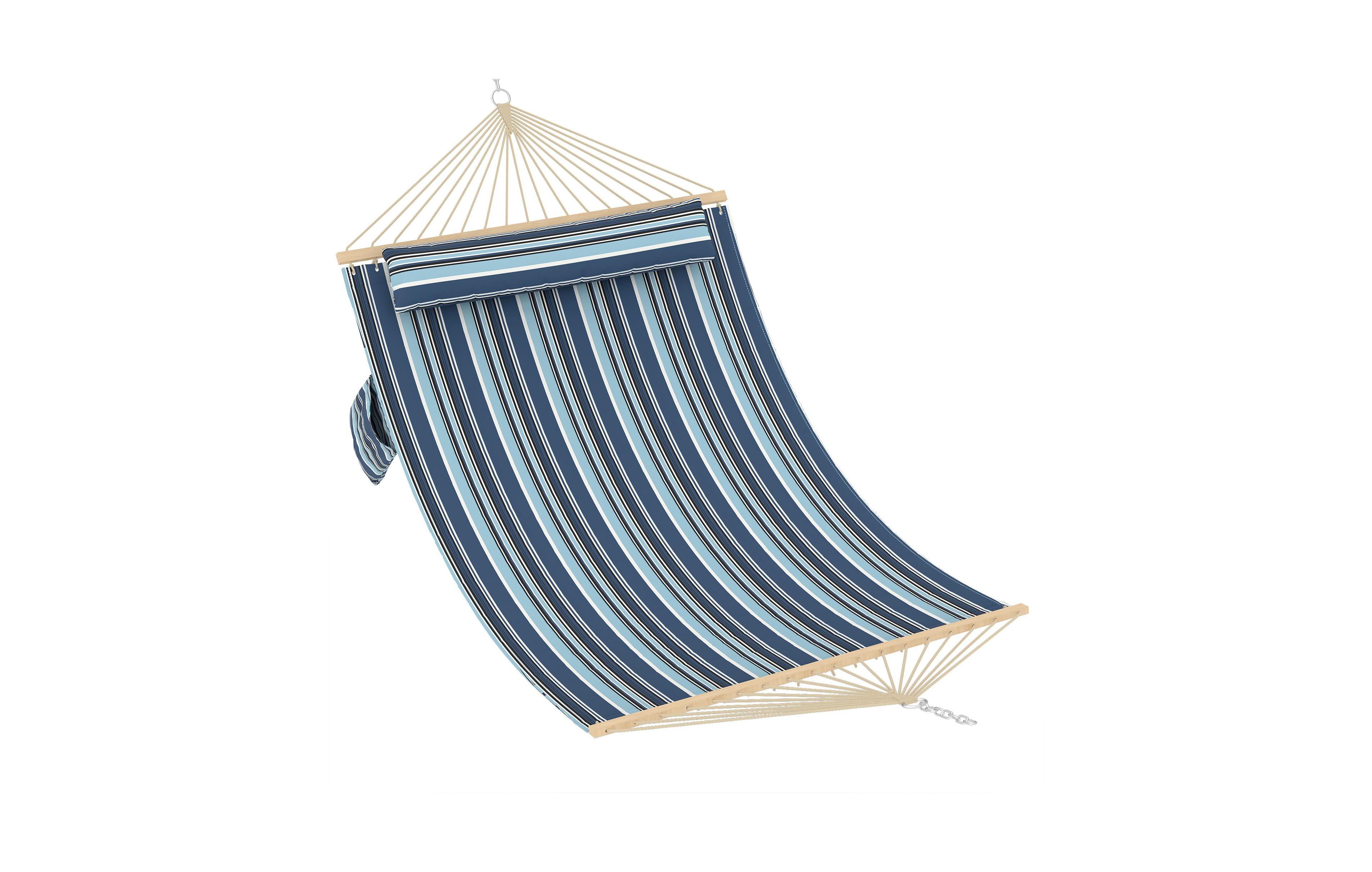 GarveeLife Comfortable 2 Person Quilted Hammock with Hardwood Spreader Bars and Pillow 450lbs Capacity Ideal for Patio