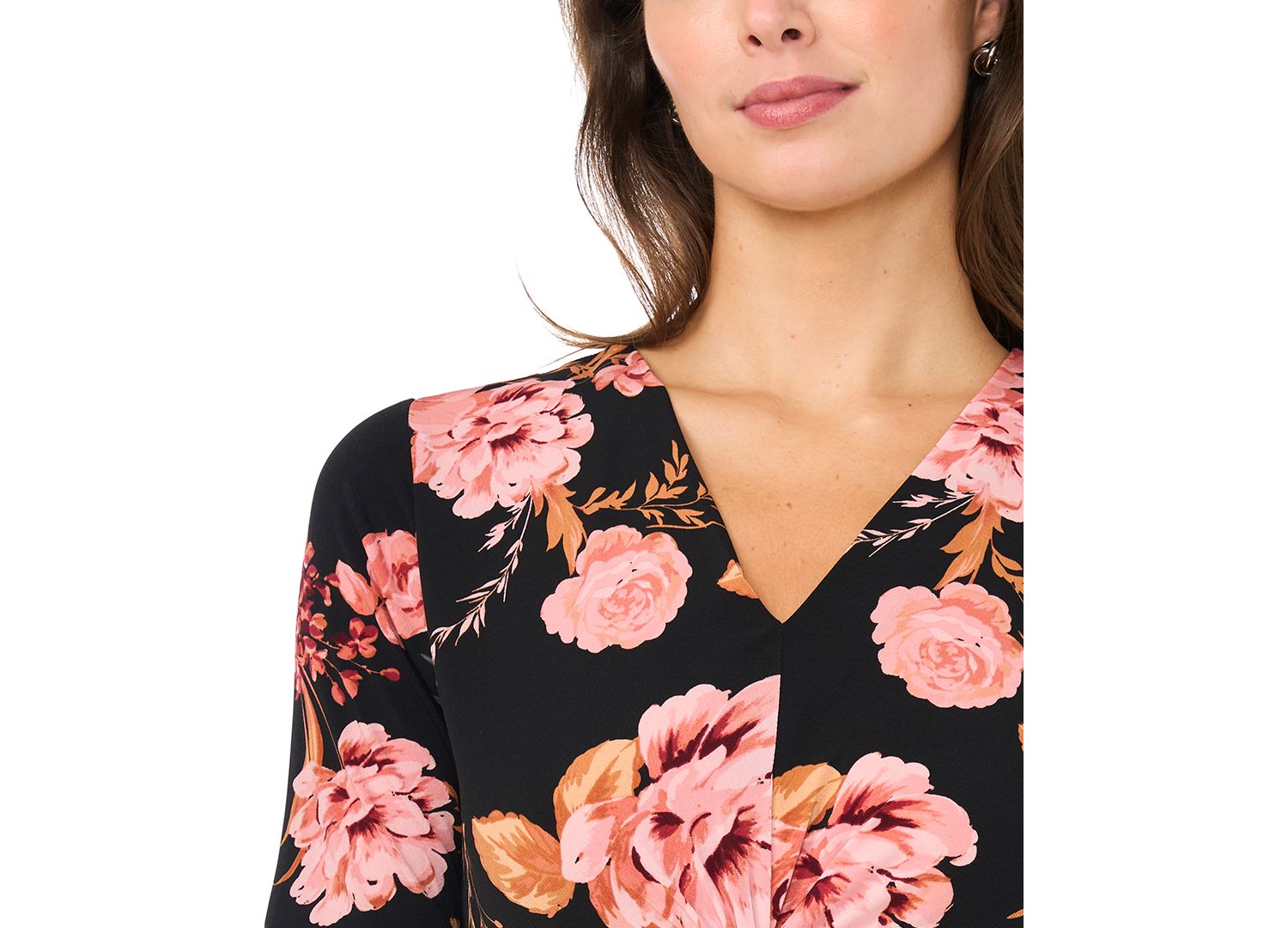Women's V-Neck Twist Front Midi Dress