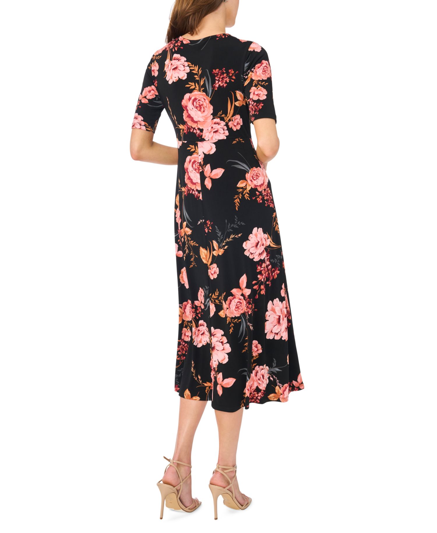 Women's V-Neck Twist Front Midi Dress