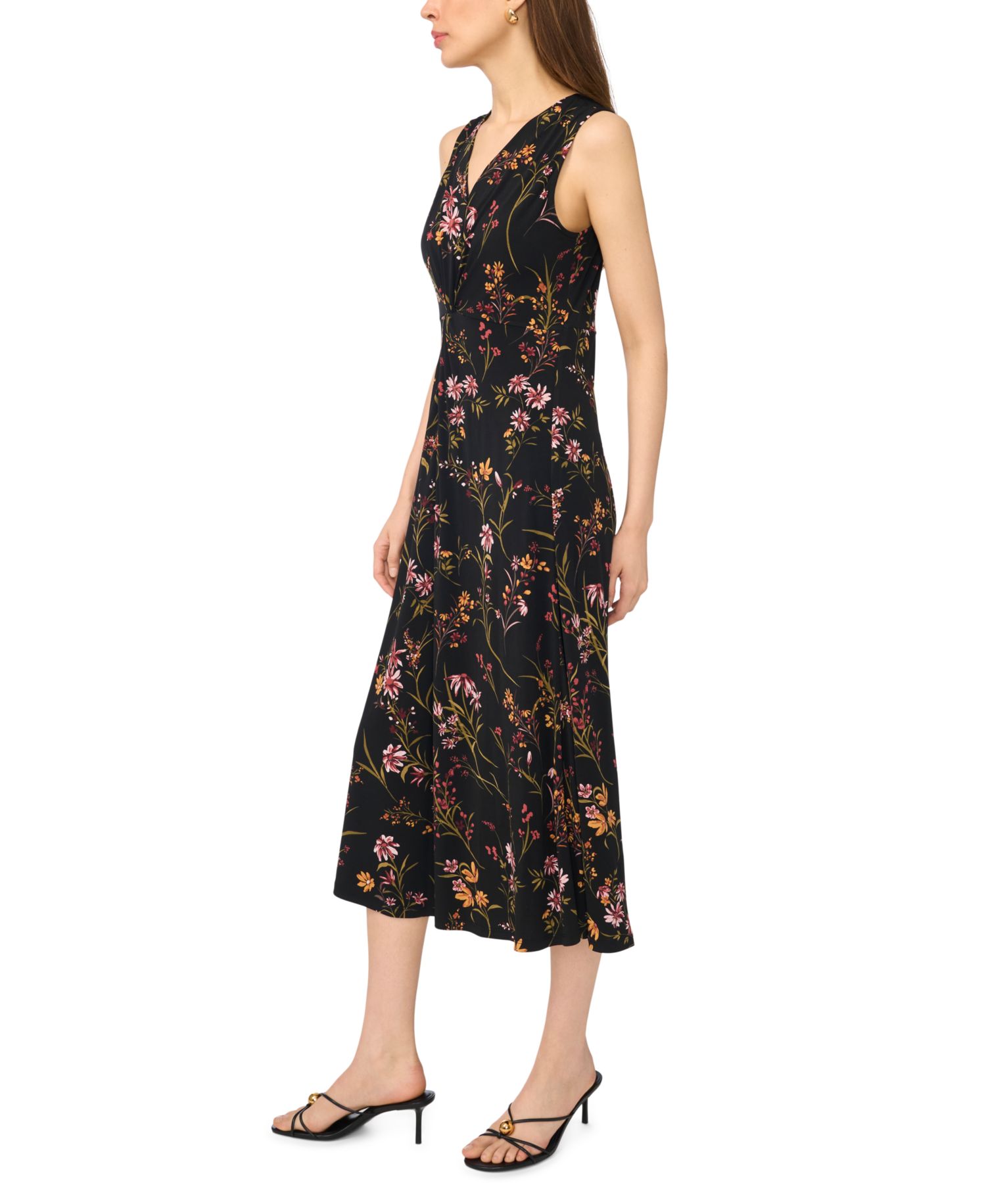 Women's V-Neck Twist Front Maxi Dress