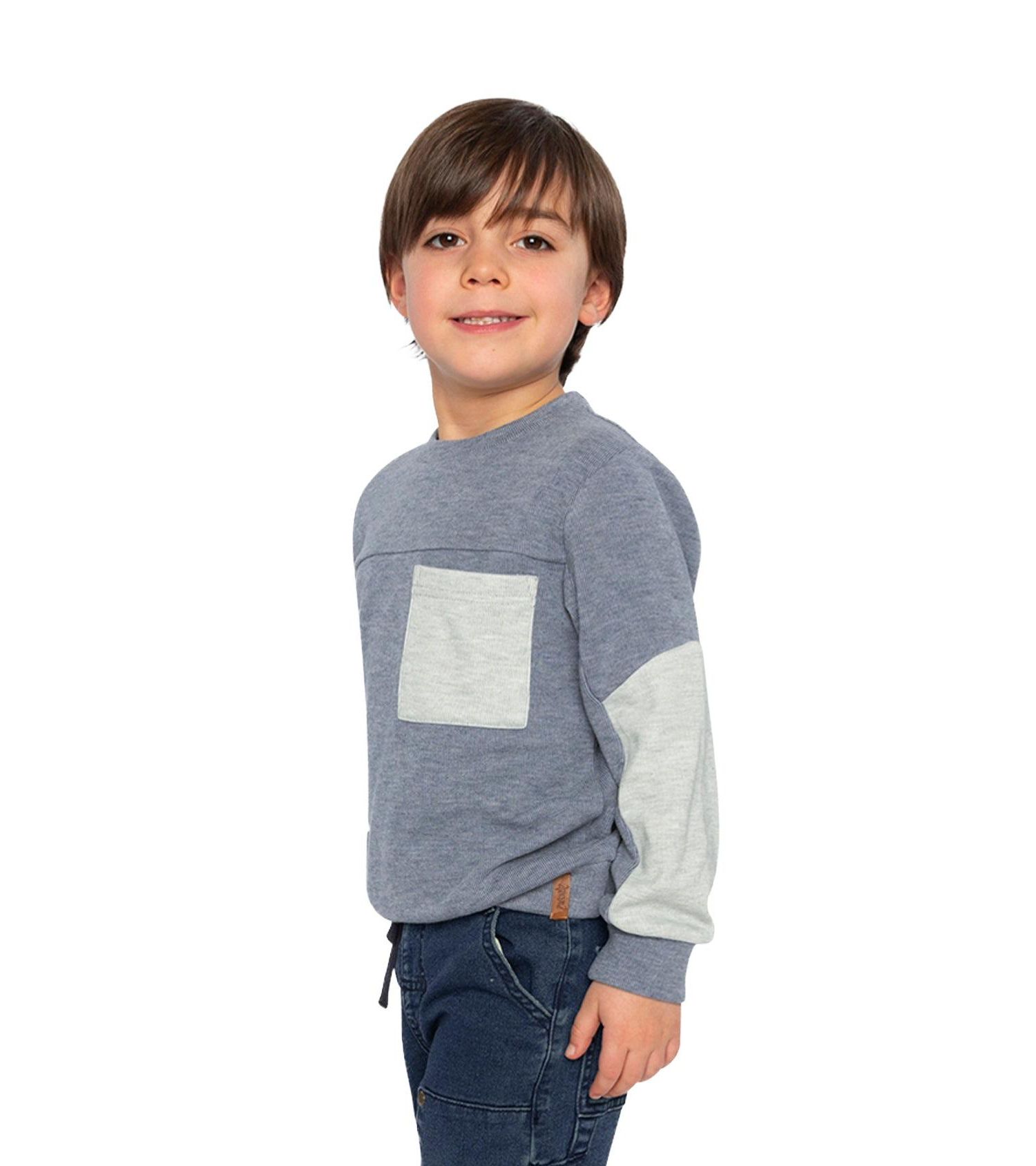 Little Boys 6-12 Color block Brushed Jersey Top with Chest Pocket