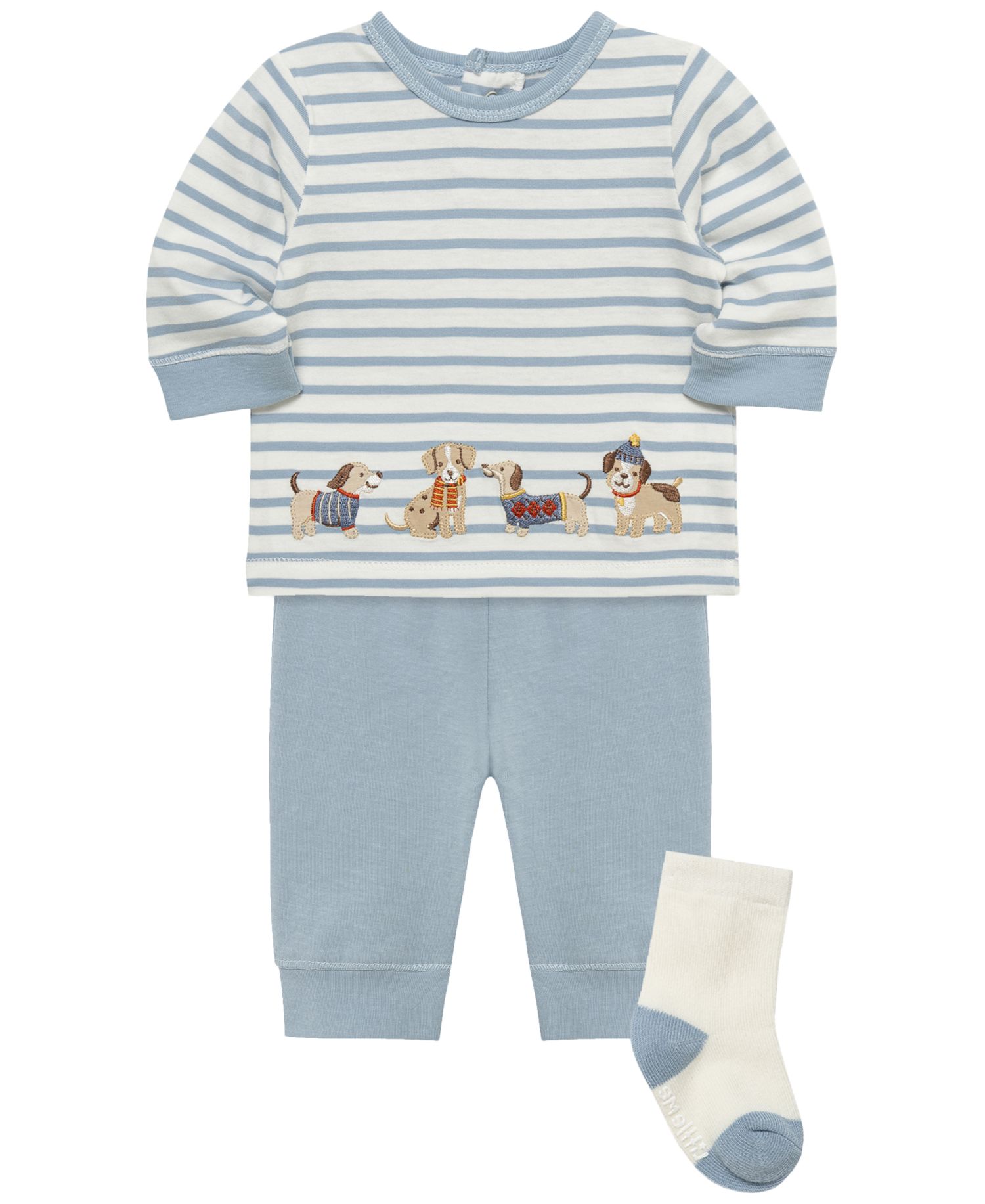 Baby Boys' Puppies Long-Sleeve Top, Joggers and Socks, 3-Piece Set