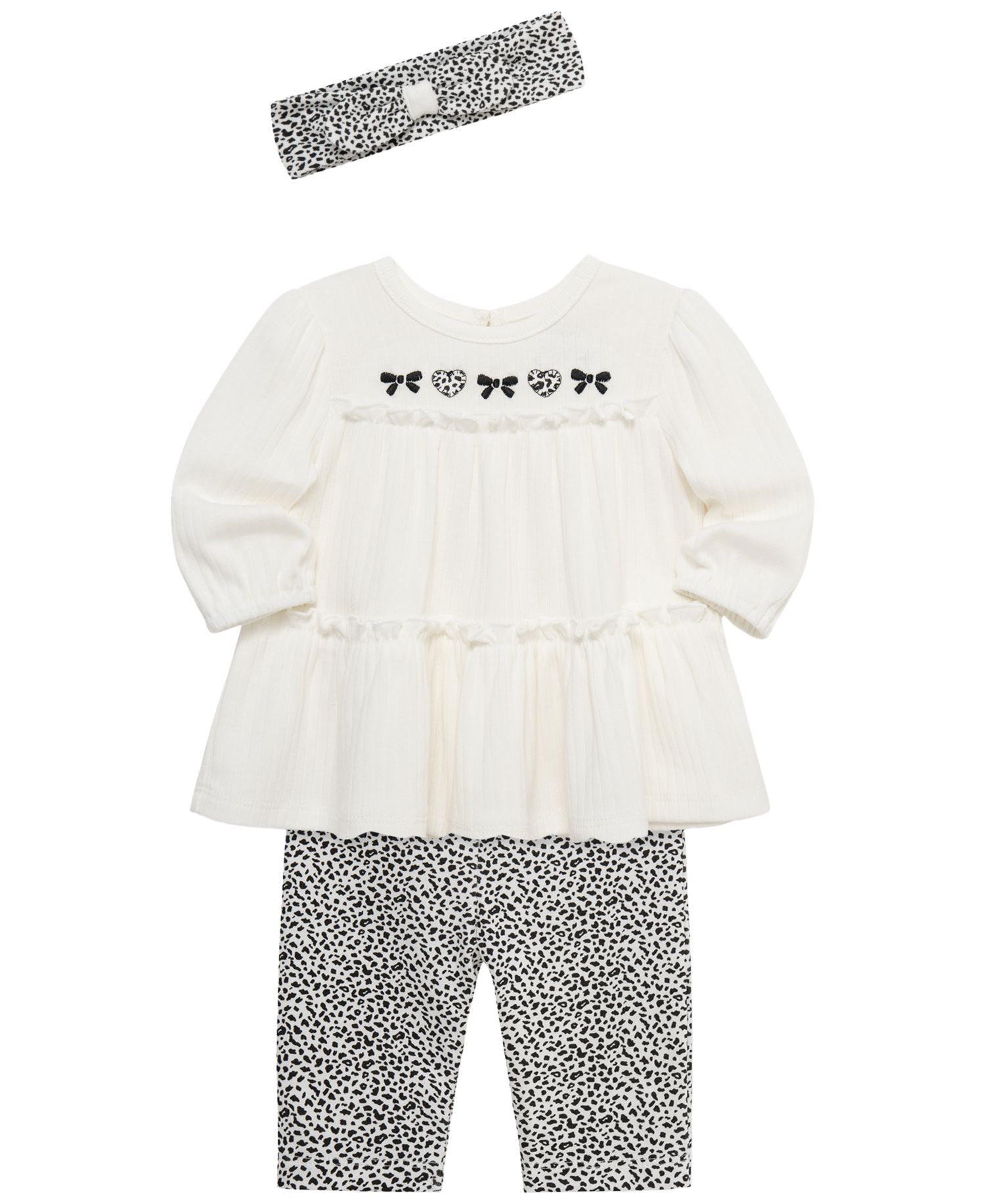 Baby Girls' Leopard Tunic Long-Sleeve Top, Leggings and Headband, 3-Piece Set