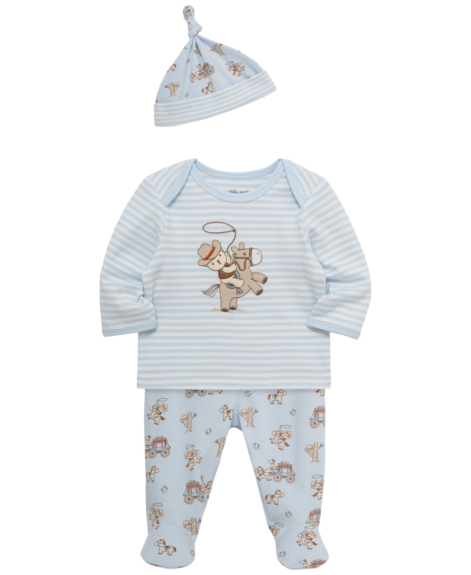Baby Boys' Western Lap Shoulder T-Shirt, Pants and Hat, 3-Piece Set