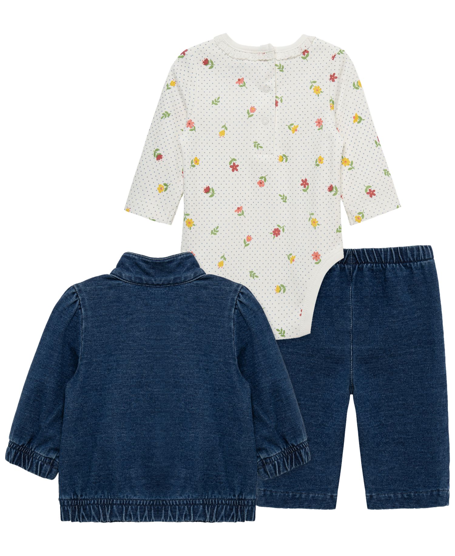 Baby Girls' Blossom Long-Sleeve Bodysuit, Jacket and Pants, 3-Piece Set