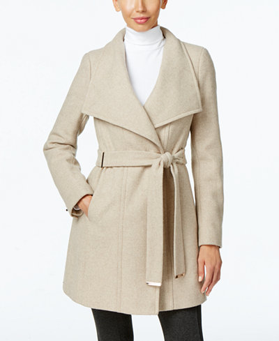 Calvin Klein Wool-Blend Asymmetrical Walker Coat - Coats - Women - Macy's