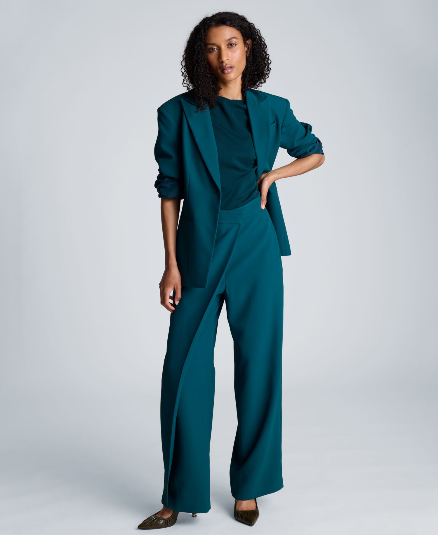 Women's Slim-Sleeve Zippers One-Button Blazer